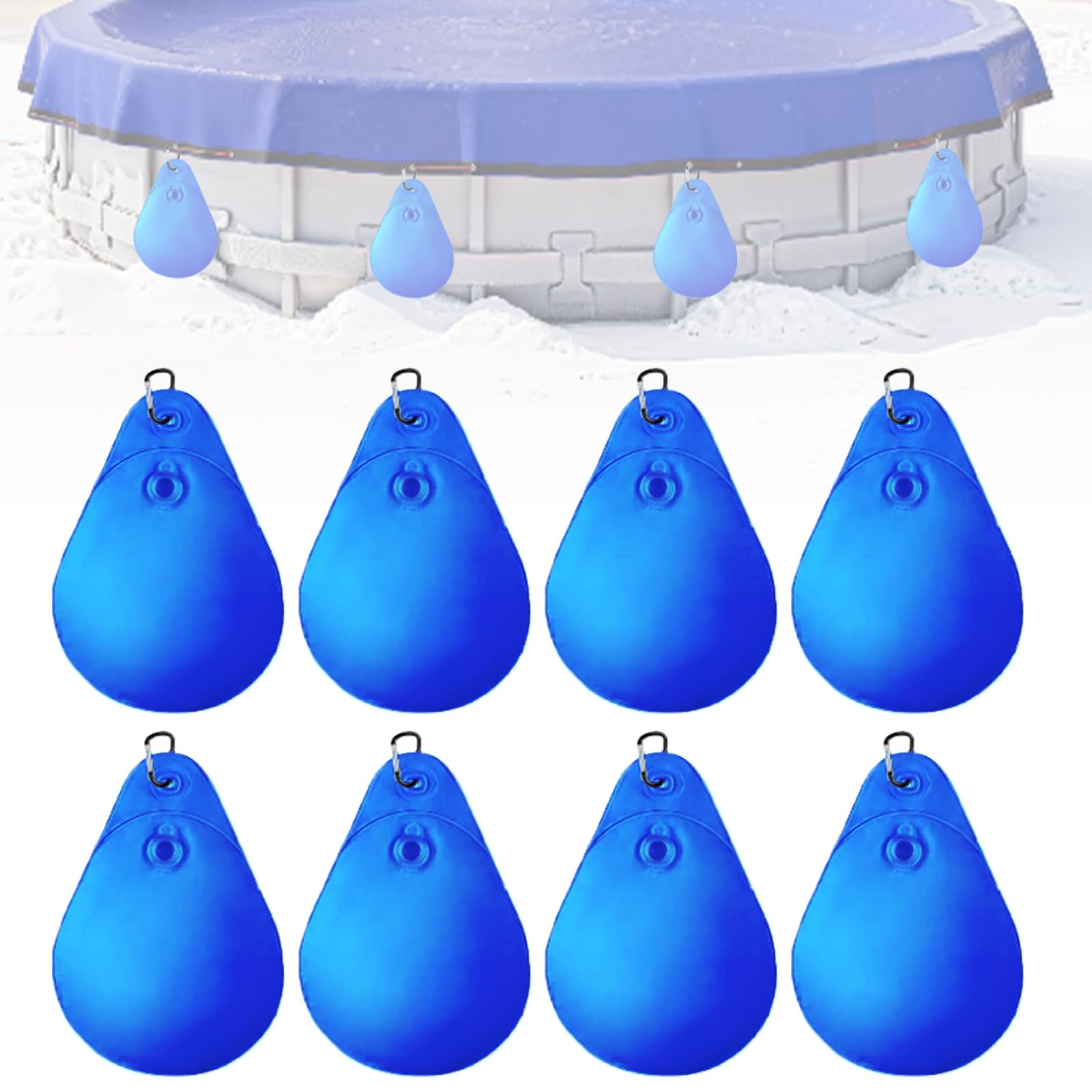 Swimming Pool Cover Weights with Hooks - Above Ground Pool Wall Hanging Pouch, Winter Water Container Tube Pool Closing Winterizing Kit (12, Blue)