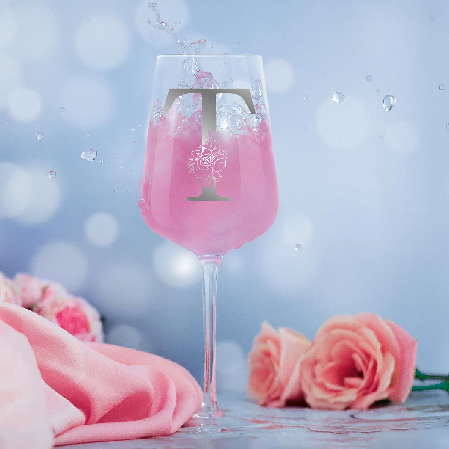 Personalized Wine Gifts for Women - Customized Initials A-Z Wine Glasses, Unique Monogram Birthday Gifts for Her, Mom, Wife, Sister, Daughter, Friend (T) - Image 8