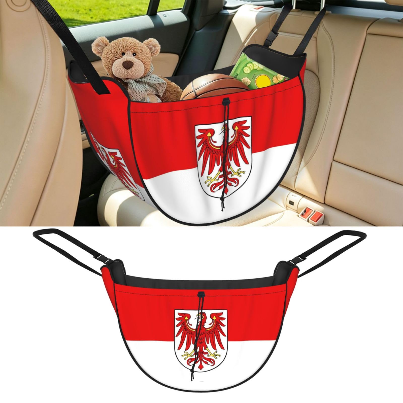 Cntdbu Black Brandenburg Flag Car Seat Organizer-Backseat Storage Bag For Travel