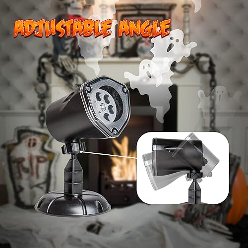 Miniatura 5 de PEIDUO - Proyector LED de Halloween con diseño de fantasma, giratorio, proyectores animados, impermeables, para exteriores, paisaje, iluminación