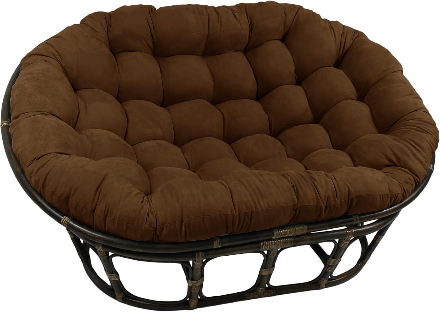 Blazing Needles Solid Microsuede Double Papasan Chair Cushion, 58 x 6 x 78, Brown