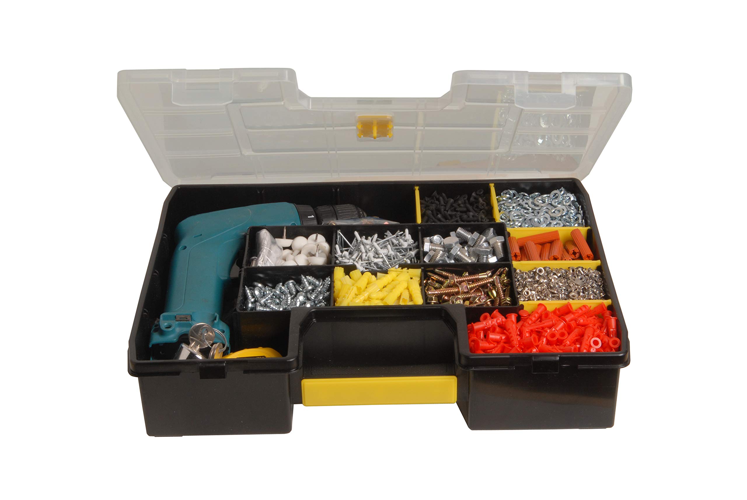 STANLEY SORTMASTER Organisateur d'outils à 12 compartiments, Organisateur d'outils professionnel étanche avec compartiments amovibles, pour le rangement de petites pièces et d'outils, 1-94-745