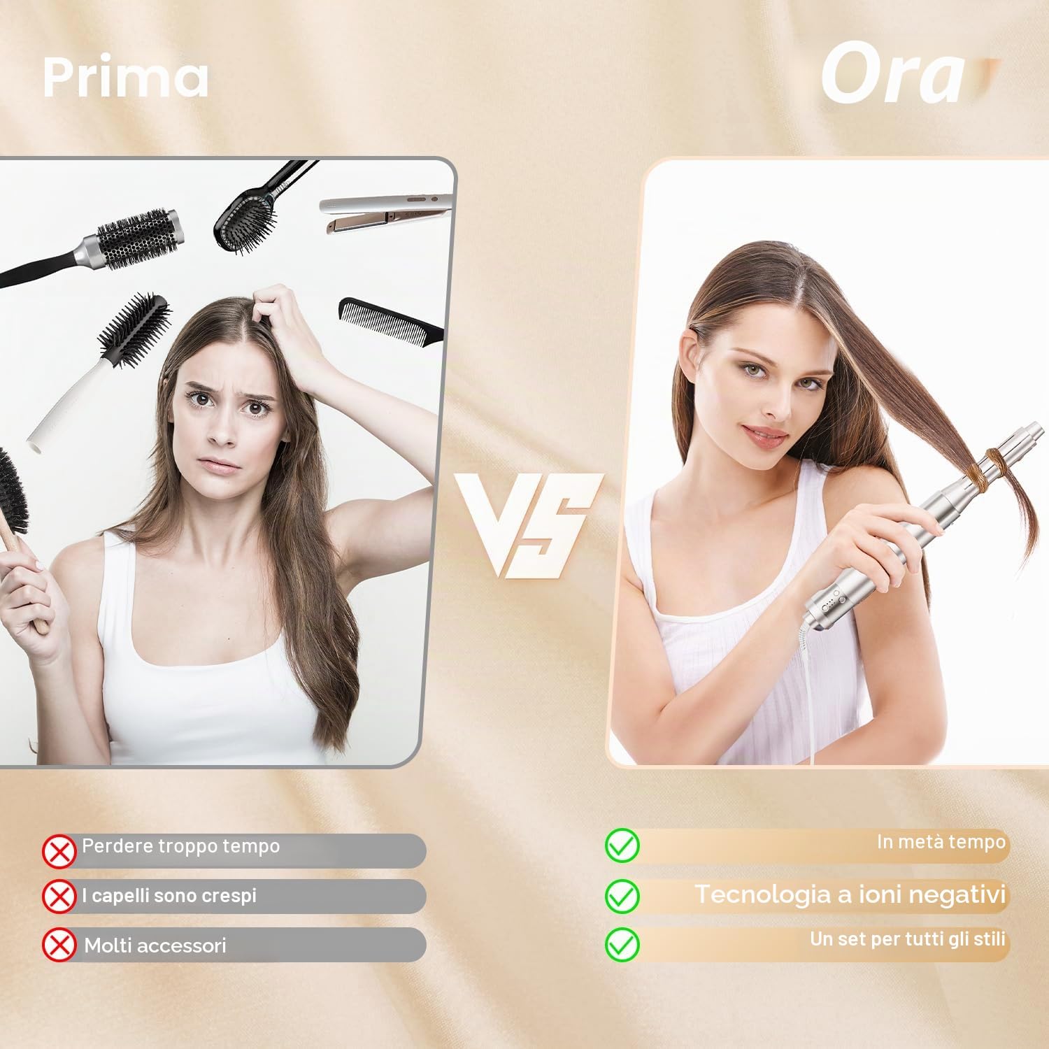 [500 Milioni Ione]HOJOCOJO Spazzola Asciugacapelli & Air Styler 6 in 1, 140000 GIRI/MIN, Asciugacapelli Spazzola Ad Aria Calda per Capelli Arricciacapelli Ad Aria Spazzola Volumizzante