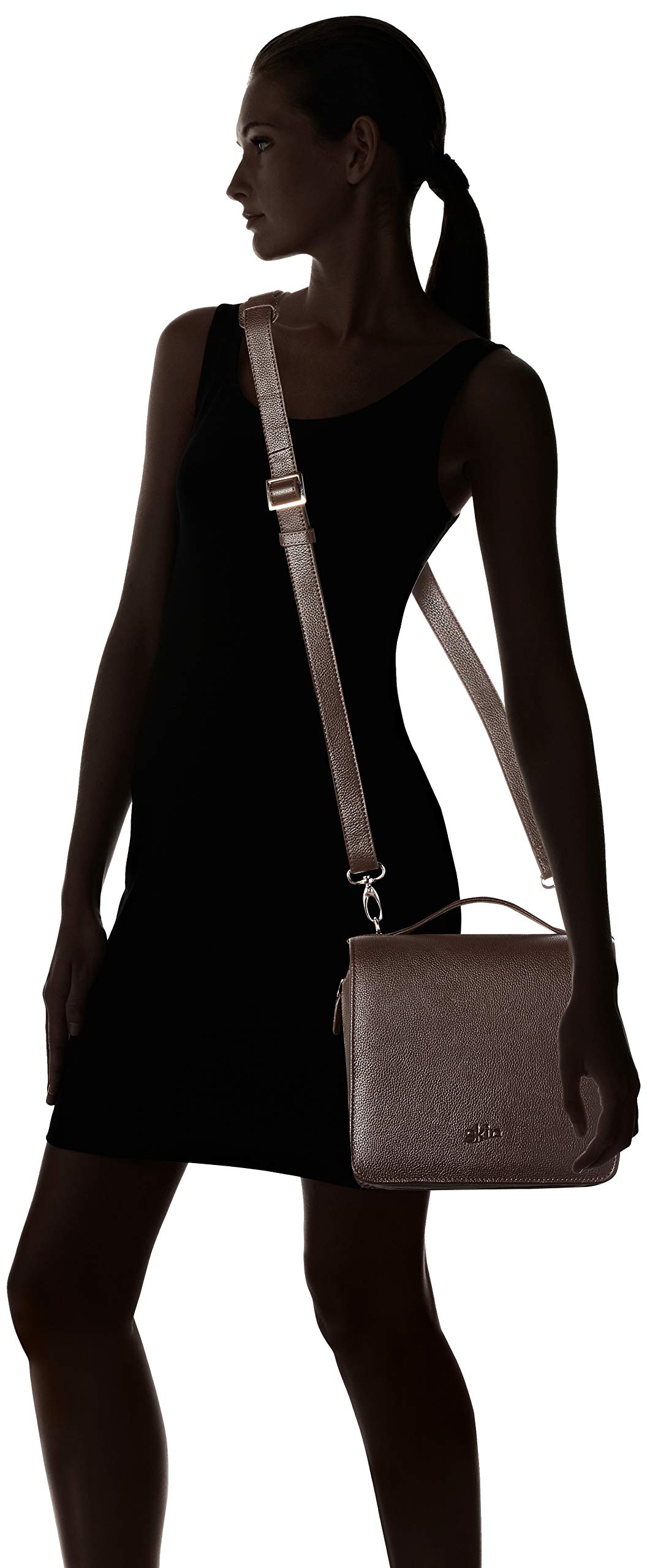 SartoriusSKIN Tasche PURO aus Nappaleder in Gr. L in Kaffee-braun, Buchhüllen-Tasche mit Buchstütze und Tragegurt