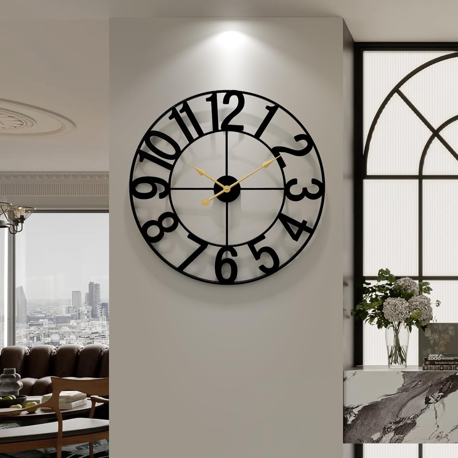 Silent Wall Clock for Bedroom，32 Inch Extra Large Office Wall Clock，Big Clock for Kitchen/Living Room/Farmhouse