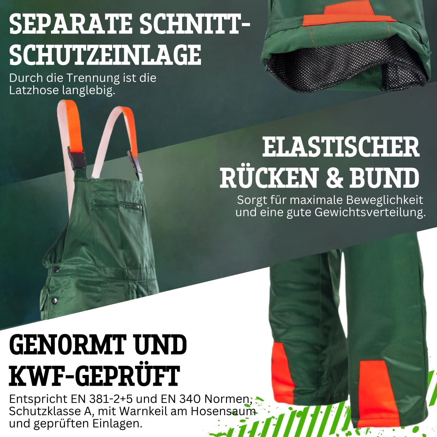Safetytex Forstschutz Set Schnittschutzhose und Forsthandschuhe | 2-teiliges Set, KWF geprüft, Schutz bei Forstarbeiten, Gartenarbeiten, robuste Verarbeitung, komfortabel, langlebig