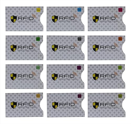 Miniatura 2 de Juego de 12 fundas de bloqueo RFID, 12 fundas protectoras para tarjetas de crédito, protección contra robo de identidad, diseño delgado para
