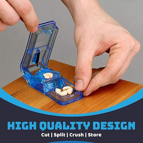 Miniatura 2 de Cortador de píldoras – Paquete de 3 – Trituradora de pastillas V-Grip y cortador para vitaminas, pastillas grandes y pequeñas, y medicamentos – (2)