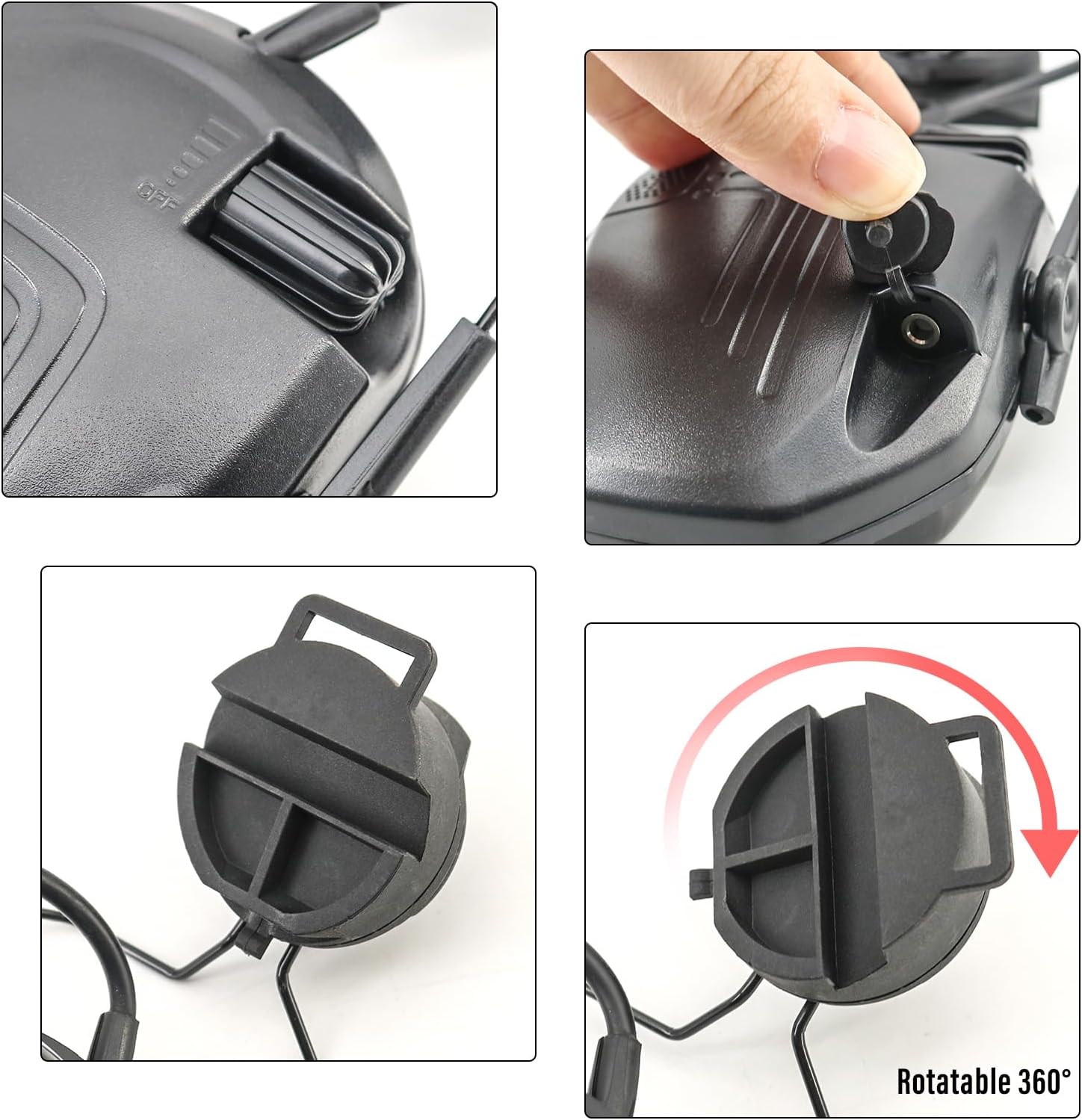 Tactical Noise-Reduction Headset for ARC Rail Helmets, Hearing Protection Ear Muffs for Shooting, Hunting,Airsoft