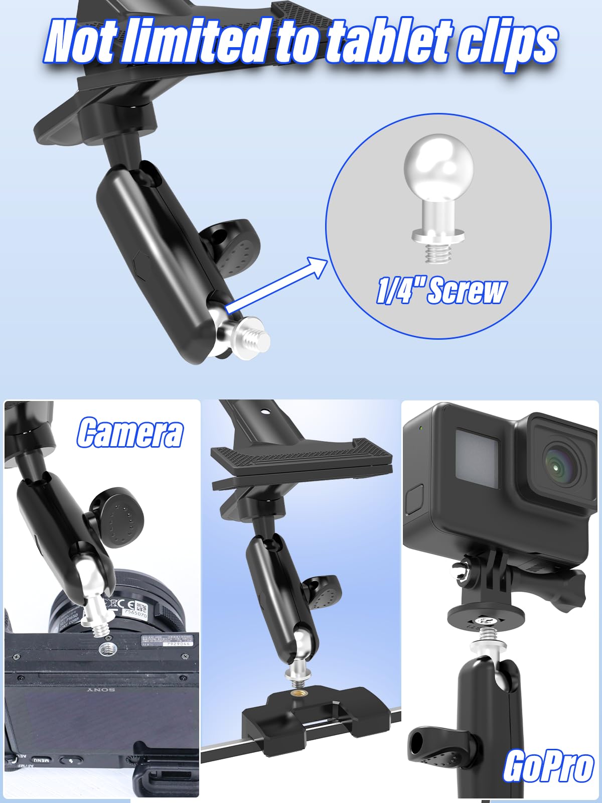 Sonnenblende Auto Tablet Halterung, [360° Doppel Metall Verstellarm], Tablethalterungen Auto Vorne für 4-12,9" Handy & Tablet, iPad Pro/Air/Mini, Galaxy Tab, Z Fold, iPhone usw
