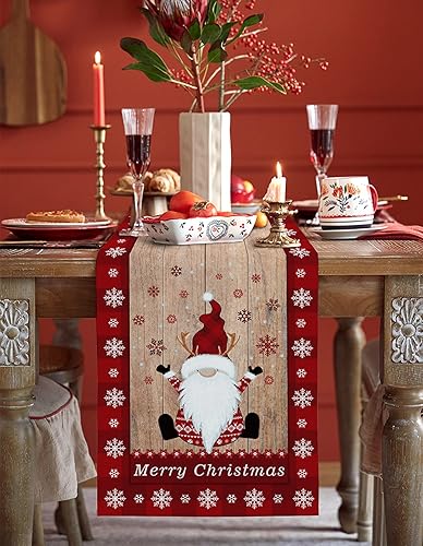 Miniatura 2 de Daleng Camino de mesa de alce de Navidad de 13 x 90 pulgadas, diseño de reno negro y rojo búfalo a cuadros retro de lino antideslizante para