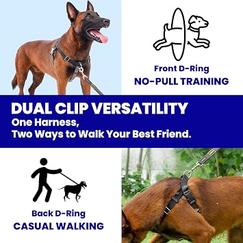 No Pull Dog Harness Front Clip, Black, Large