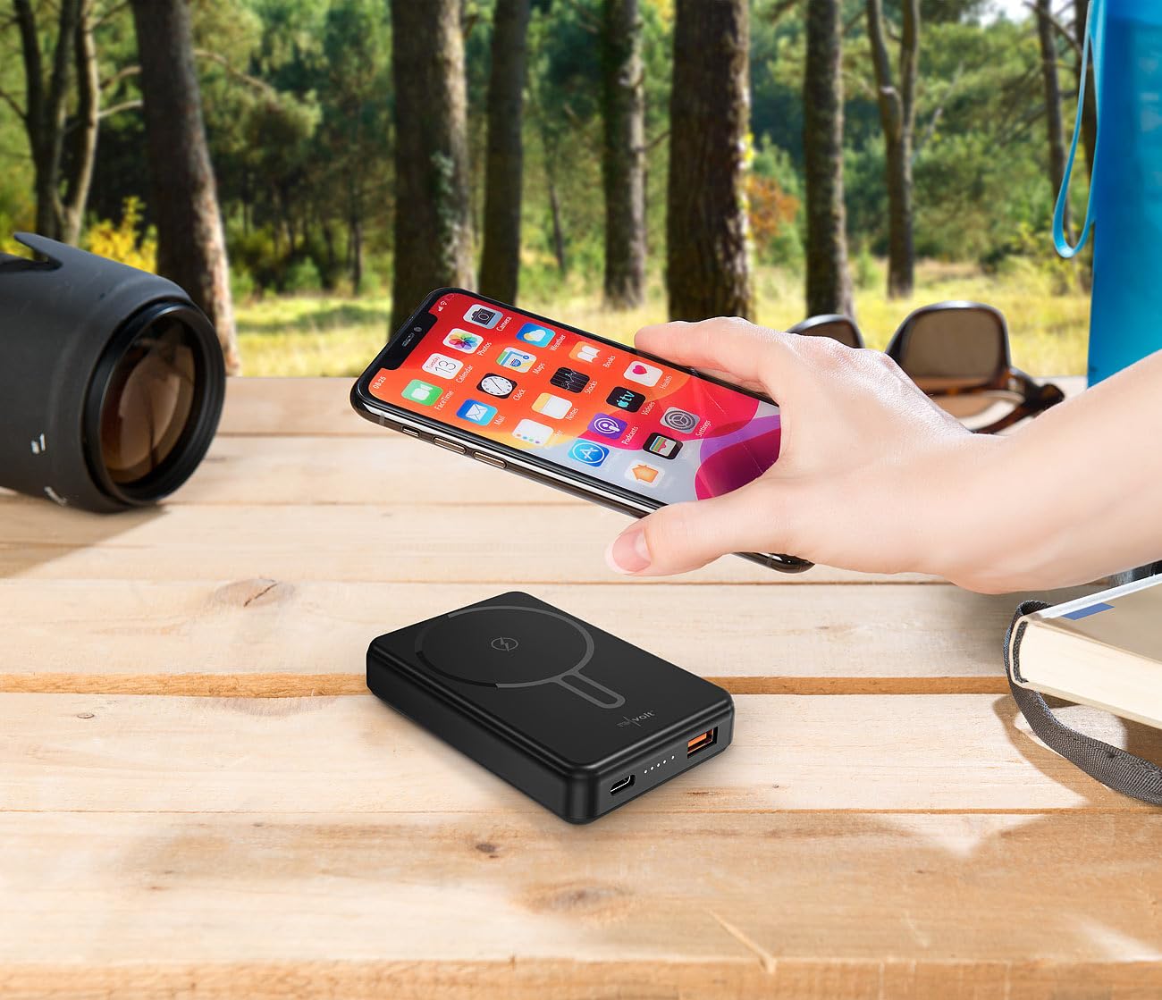 revolt powerbank magnetico: Set da 2 Powerbank Wireless, nero, 10.000 mAh, 22,5 W PD (magsafe per iphone, compatibile Qi, cassaforte)