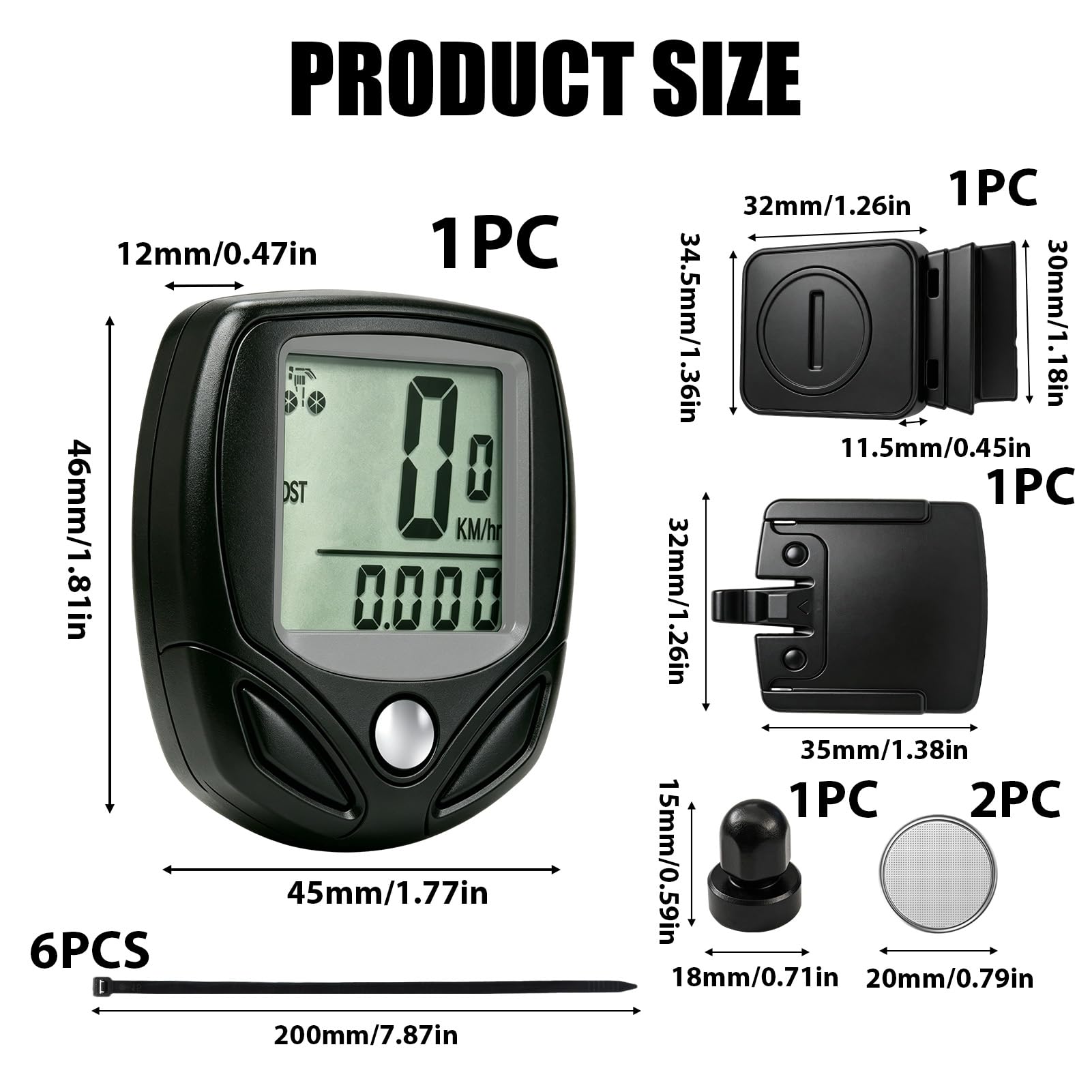 Cuentakilómetros Bicicleta Inalámbrico con 19 Funciones,Velocímetro Bicicleta IP54 Resistente al Agua,Pantalla LCD con Inicio Parada Automática,Cuenta Km Bicicleta para Uso Diario