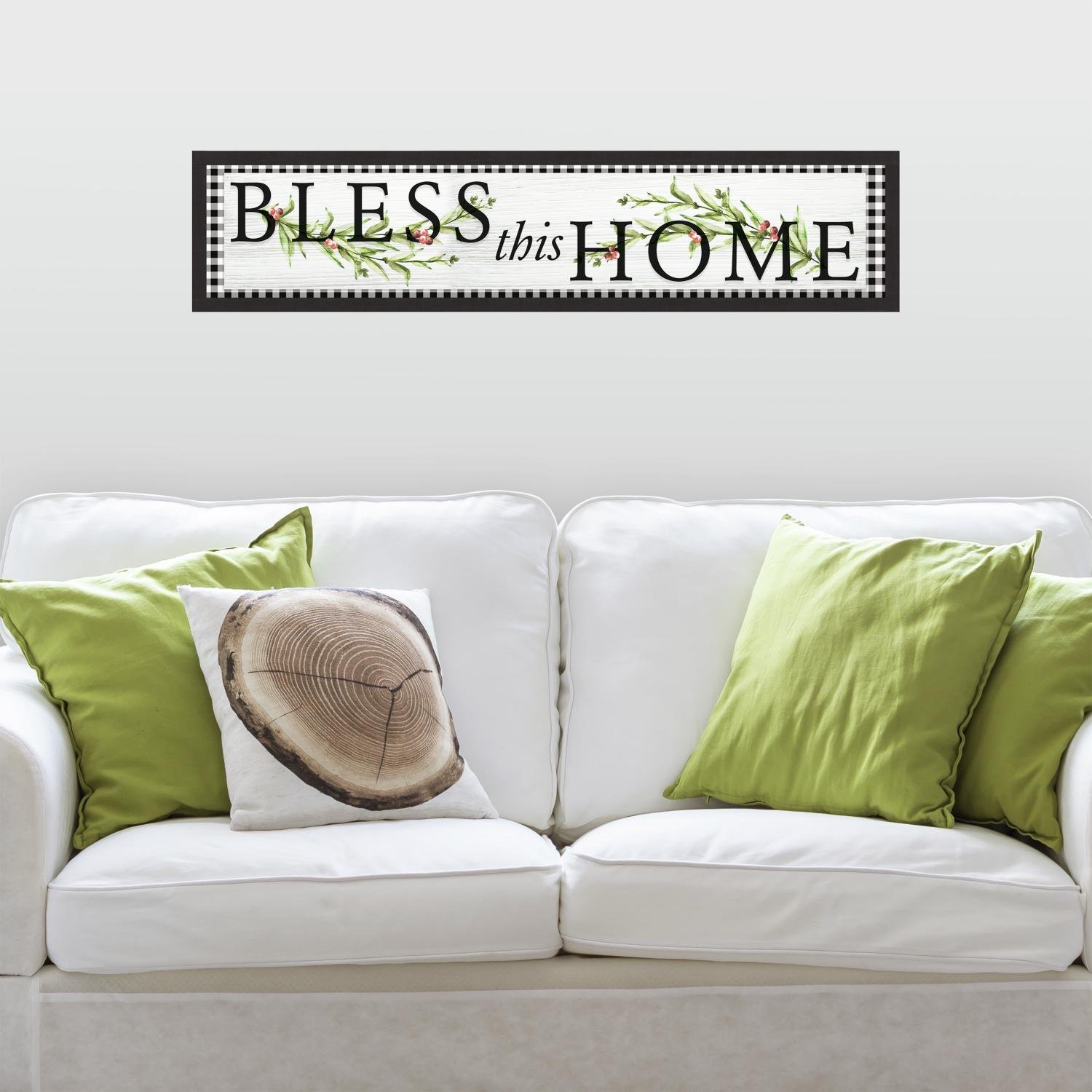 Repositionable Stickers Bless This Home Country Message, Black / Green, 91.44 cm. 20.32 cm - Image 3
