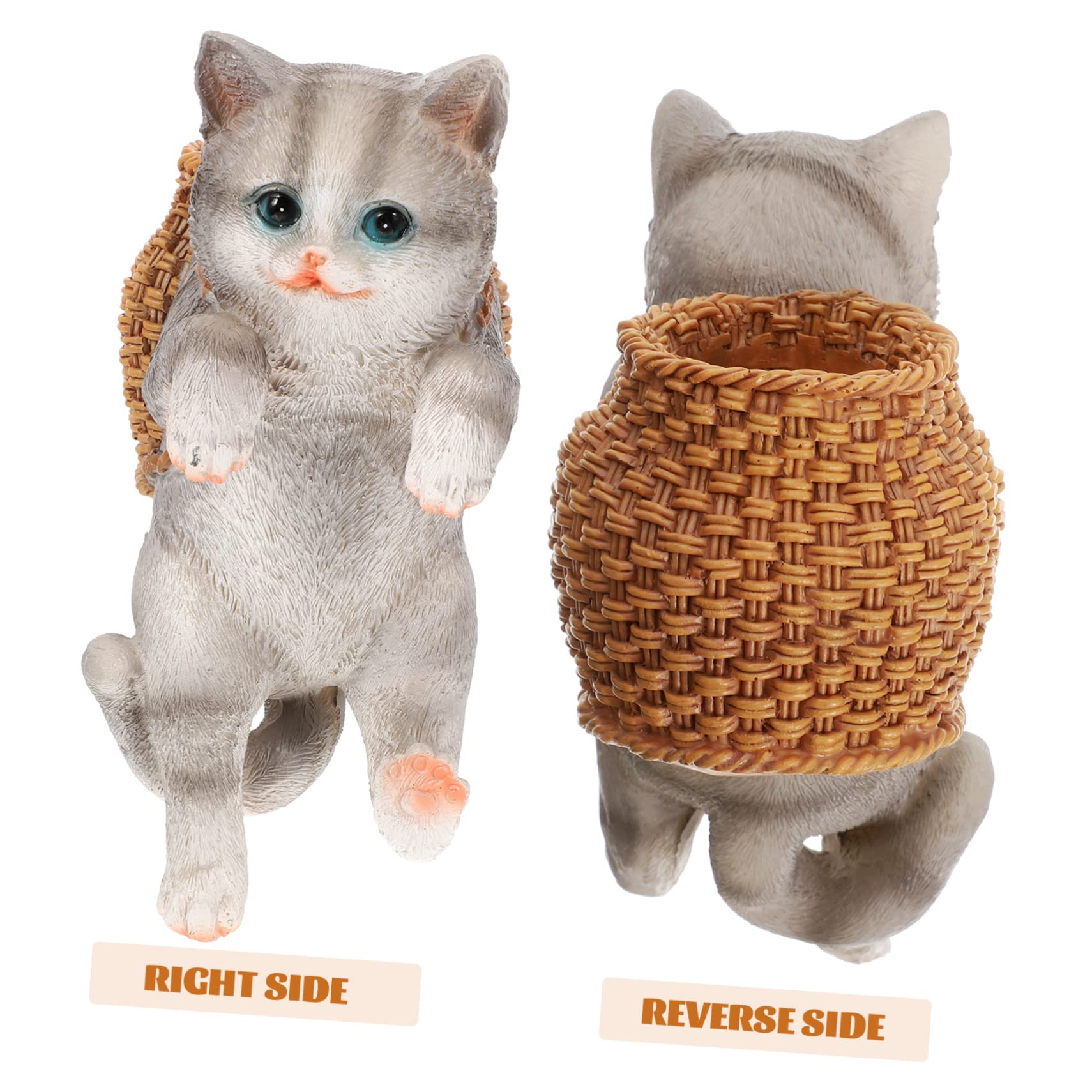 POPETPOP 5 Piezas Adorno de Gato de pecera acuarios Aquarium aquário Juguetes para Gatos Gatito Felpa maceteros decoración de Gato pequeño decoración de Gato de Dibujos Animados Resina