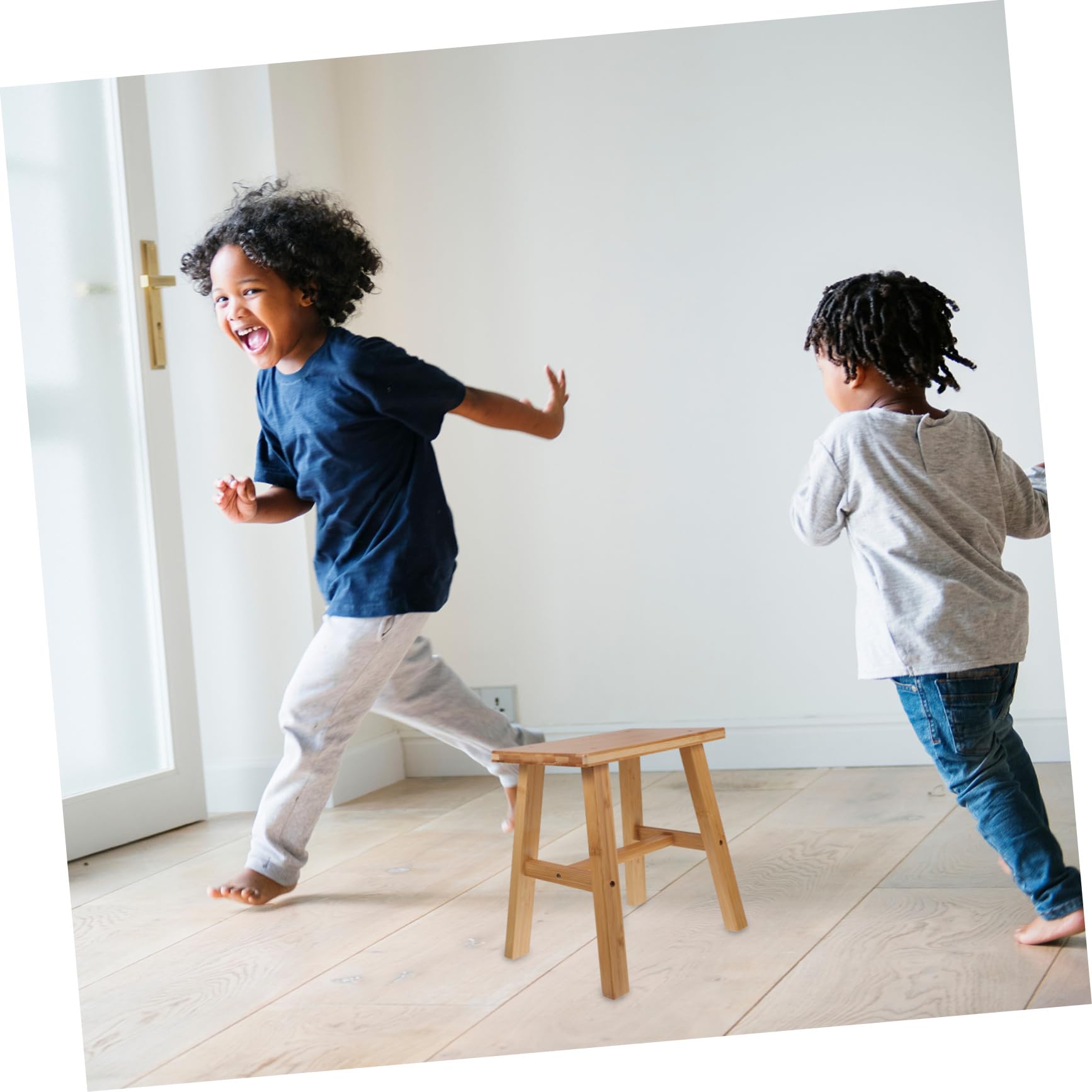 Taburete de Madera de Bambú Mediano, Banco Pequeño de Reposapiés Natural, Taburete Multifuncional Ligero, para Adultos, Adecuado para Cambio de Zapatos y Uso en Hogar