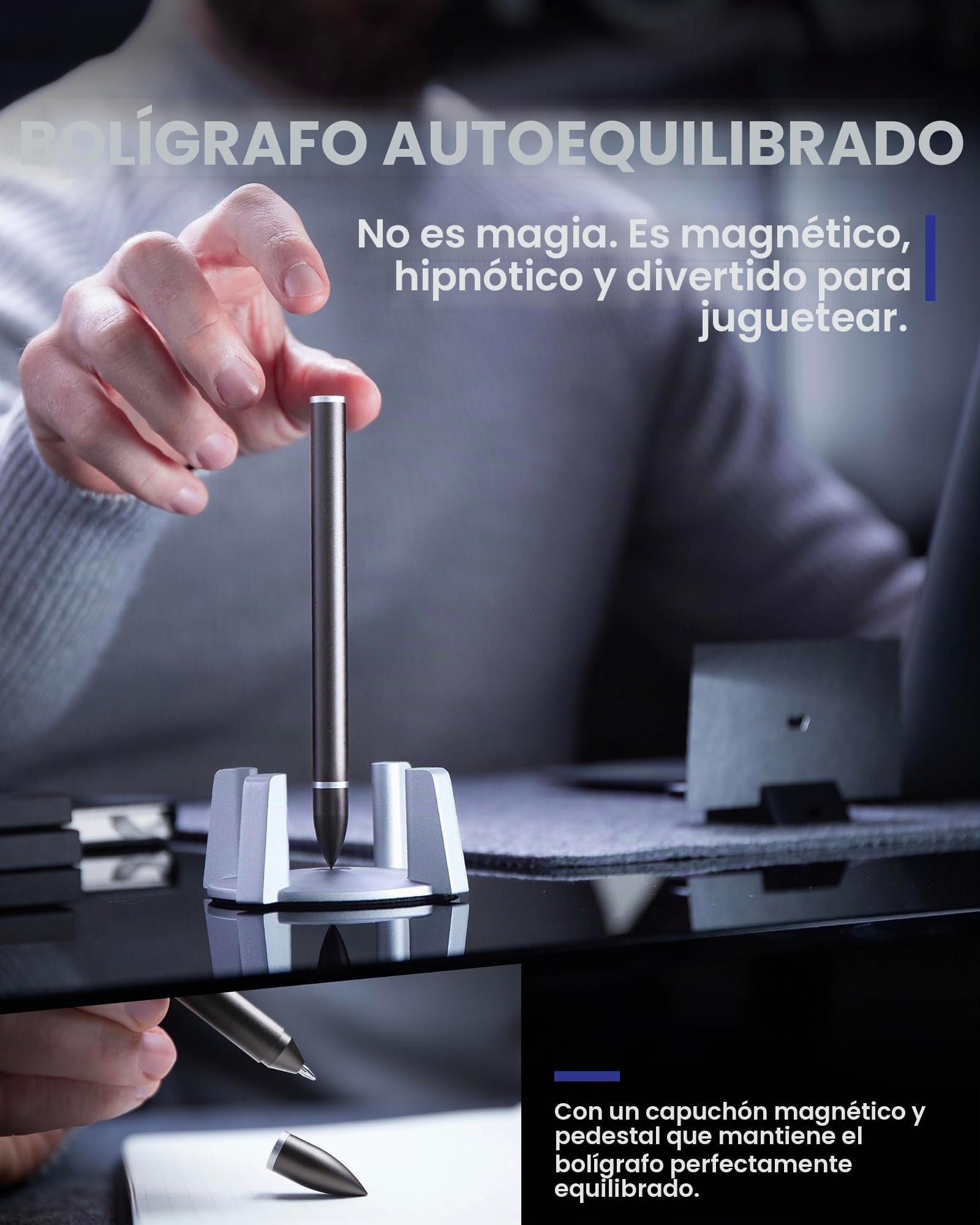novium Hoverpen - Bolígrafo de lujo para hombres y mujeres, bolígrafo ejecutivo de pie vertical con recambio de tinta de flujo libre, hecho de metal, regalos únicos, bolígrafo de lujo