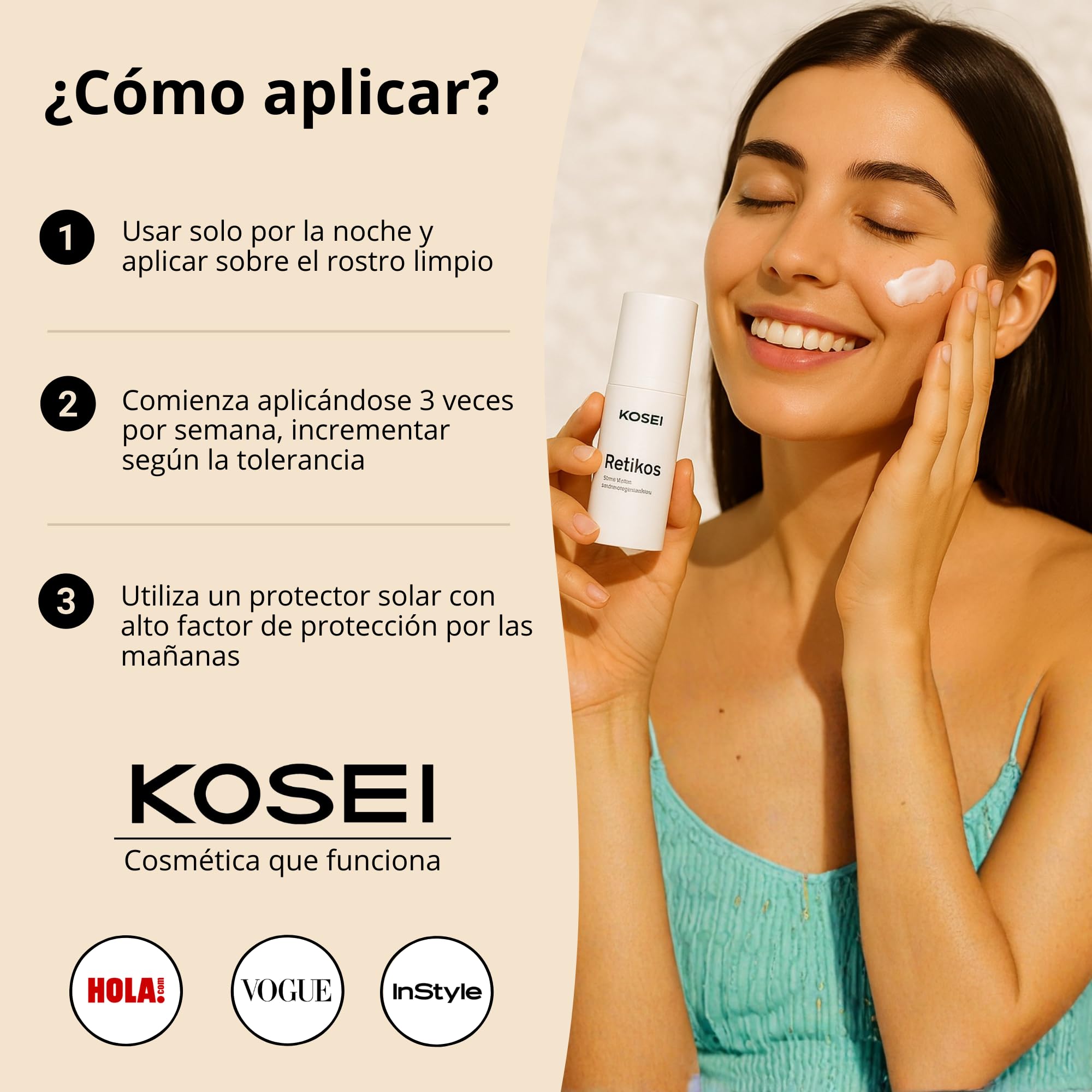 KOSEI | Crema Con Retinol | Reduce los Signos del Envejecimiento | Repara e hidrata piel sensible | Anti-imperfecciones | Crema con retinol para la cara | Retinol 0.3% | 50ml