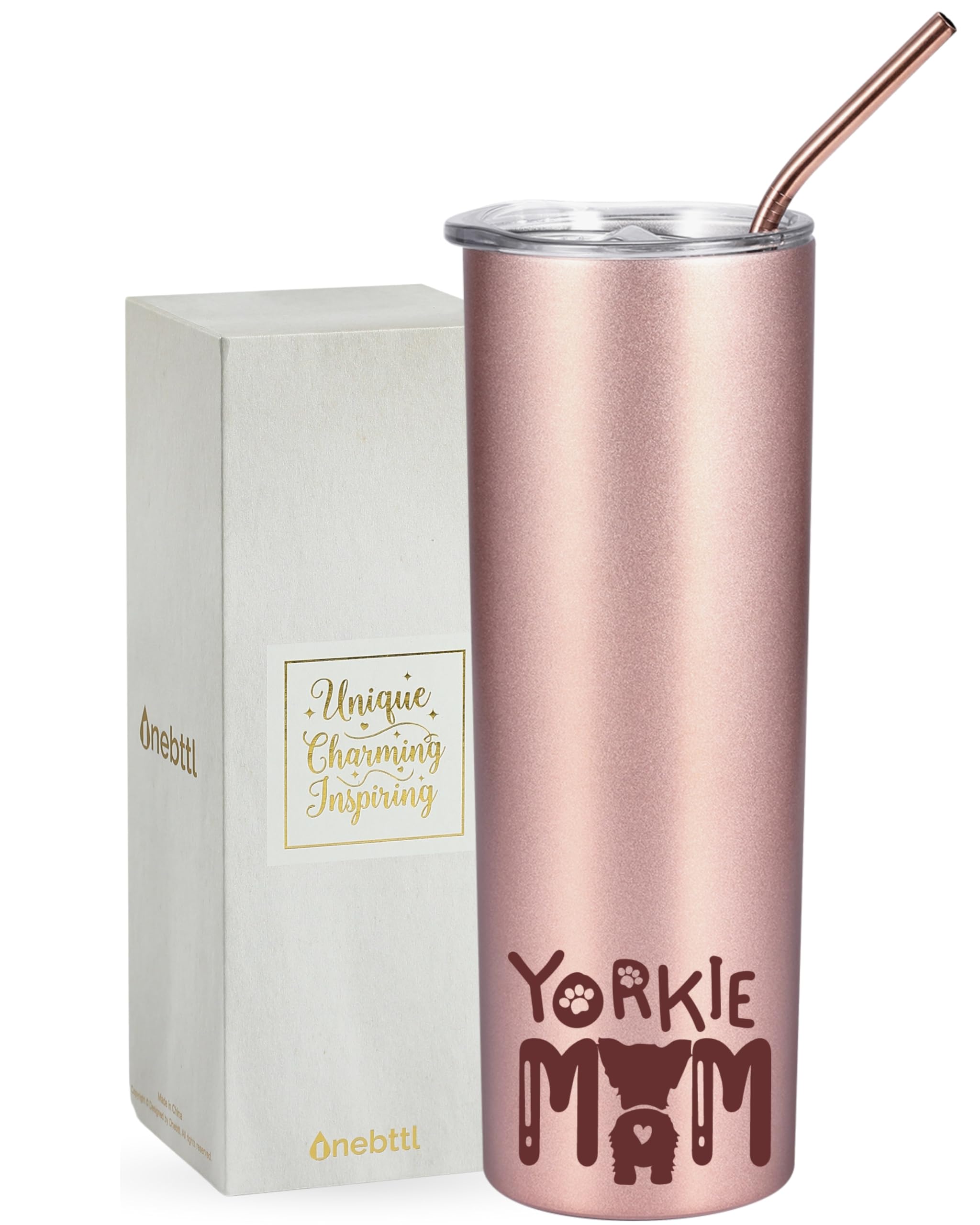 Onebttl Yorkie Gifts for Women on National Yorkie Day, Birthday and Christmas, Stainless Steel Insulated Tumbler - Yorkie Mom