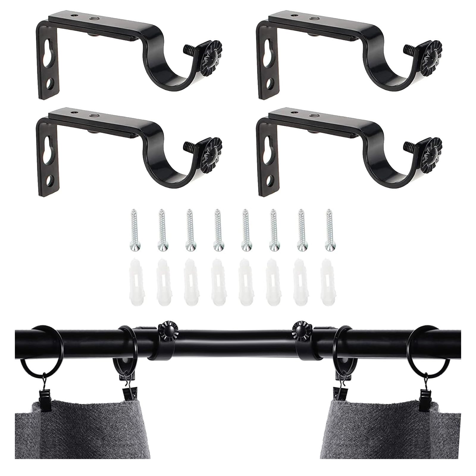 Staffe Regolabili Per Bastoni Tende - 4 Pezzi Per Diametri 25-28mm, Con Viti - Foto 7