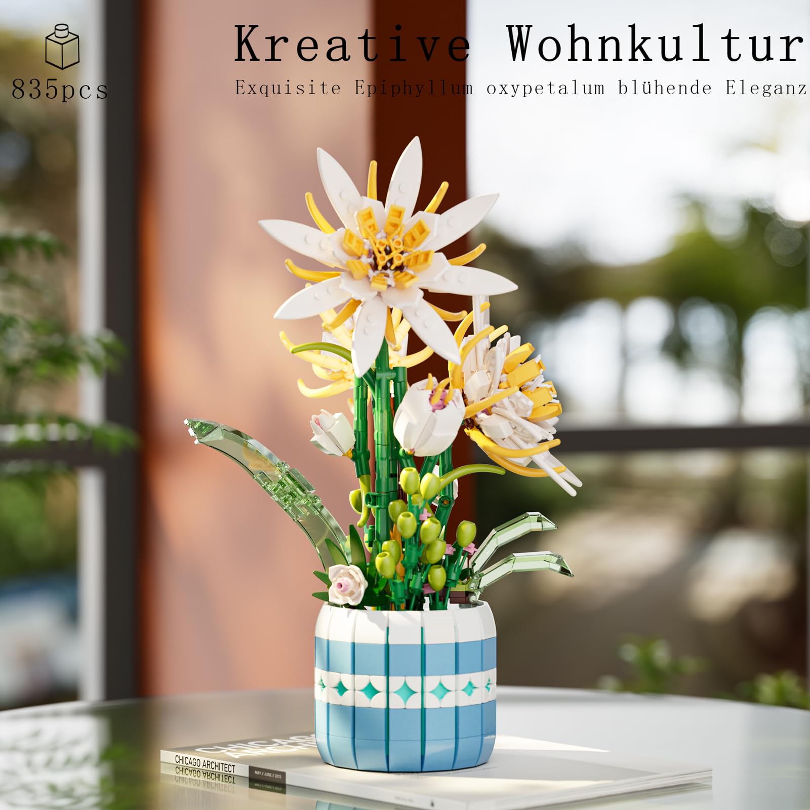QLT Ideas Epiphyllum Flower Building Kit, Exquisite Flower Bonsai Building Blocks,Plants and Flowers,Botanical Collection - Image 2