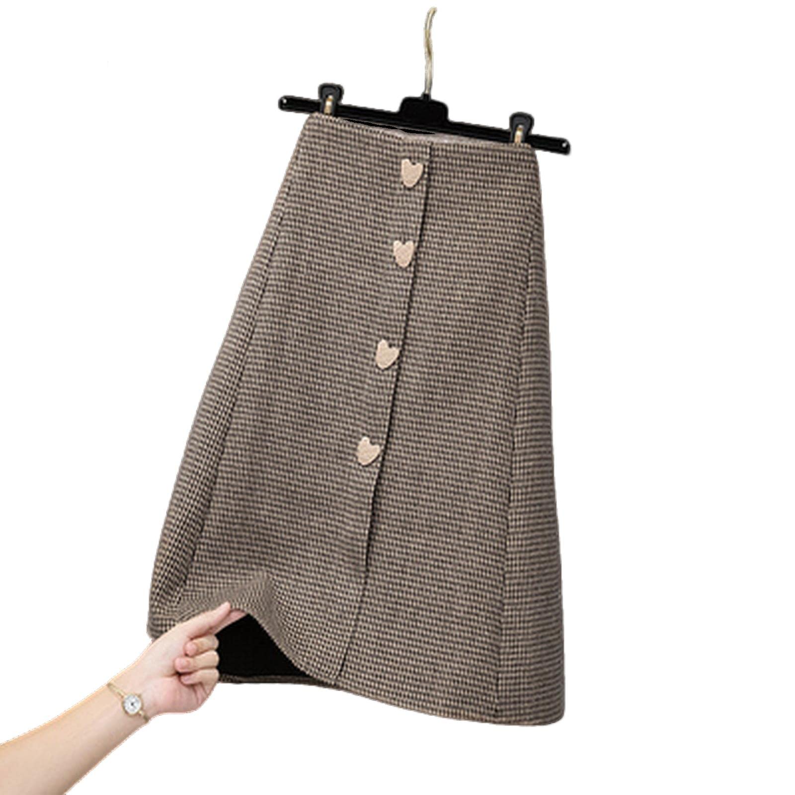 BUJNIE Jupe midi automne hiver épaisse femme jupes bouton grande taille A-Line jupes femme Looseamp ; mélange bureau travail jupes femme jupes