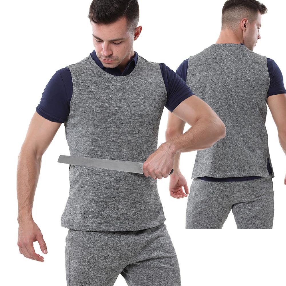 Chaleco Antipuñaladas, Nivel 5, Resistente a Cortes Y Cuchillos, Ropa Antipuñaladas, Chalecos De Seguridad, Anticortes PE Grado 5, para Proteger La Seguridad Personal Grey-S