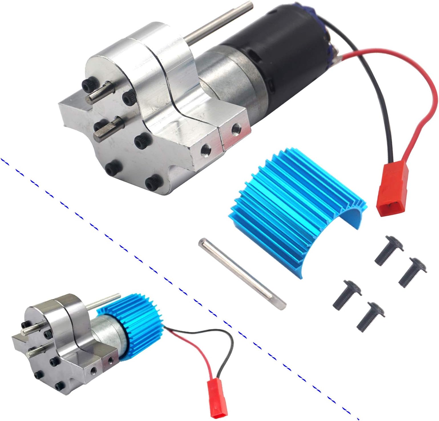 ShareGoo Metal RC Gearbox Speed Change Gear Box with 370 Brush Motor Compatible with WPL B-14 B-14K B-24 B-24K B-16 B-16K B-36 B-36K C-14 C-14K C-24 C-24K RC Car