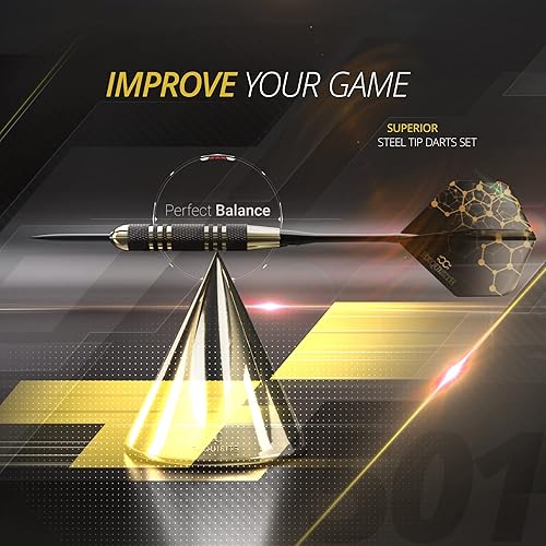 Miniatura 6 de CC-Exquisite Professional Steel Tip Darts Set - 6 x 22g Brass Barrels with 12 Flights StandardSlim 12 Aluminum Shafts 3548mm 12 O-Rings Dart Tool
