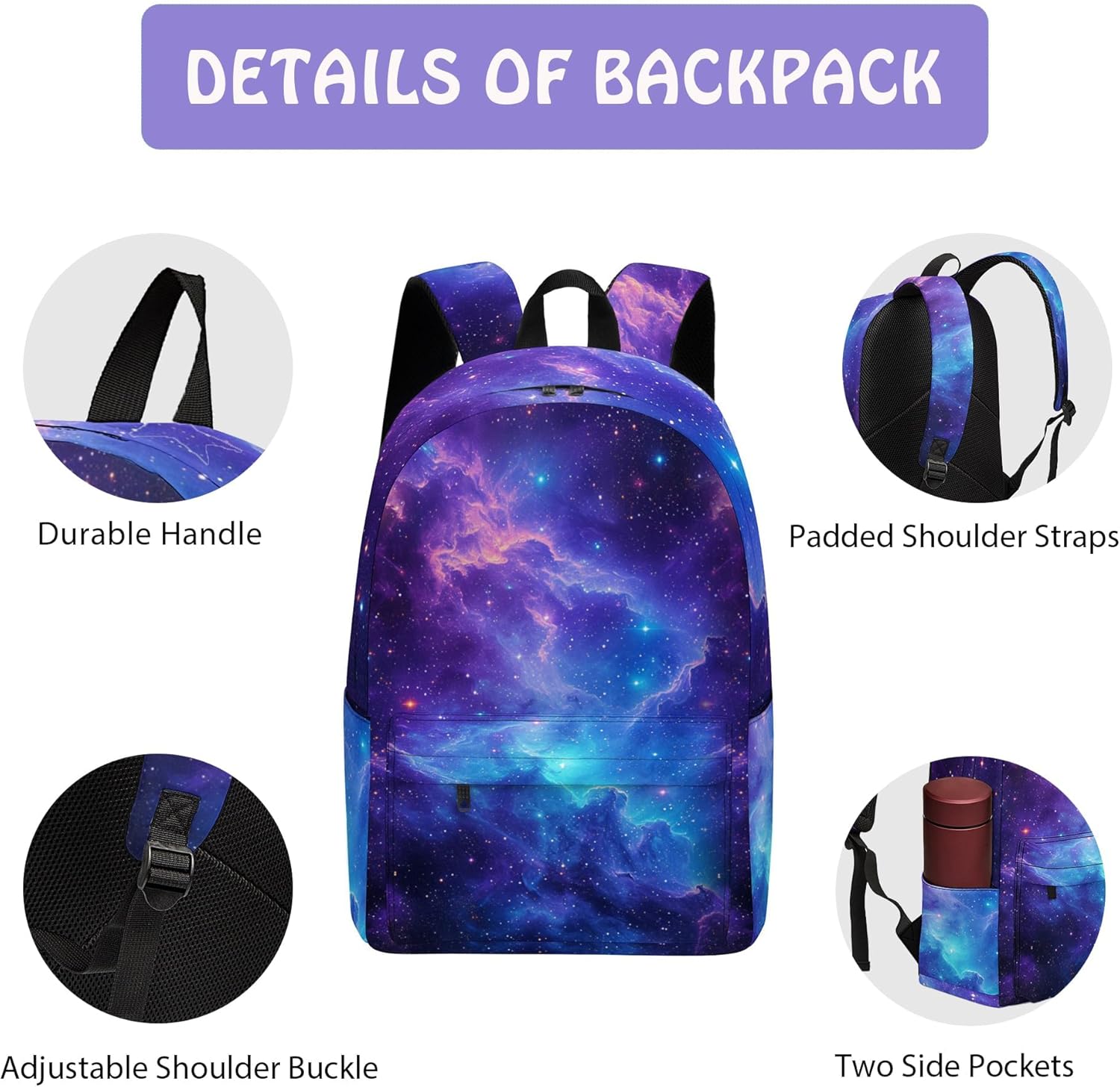 Galaxy 3PCS Backpack for Boys Girls, Kids Back to School Backpack Set with Lunch Box Pencil Case, 17 Inch Lightweight Bookpack 3 in 1 Set for Teens Elementary Middle High School Students