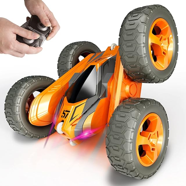 Tecnock Stunt RC Car for Kids, 2.4GHz Double Sided Flips 360° Rotating Remote Control Cars with Rechargeable Battery for 45 Min Play, Great Gifts for Boys and Girls