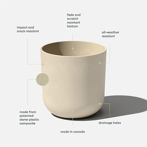 Miniatura 2 de Veradek Macetas redondas de plástico Lima para uso en jardín interiorexterior, color arena, 5 años de garantía