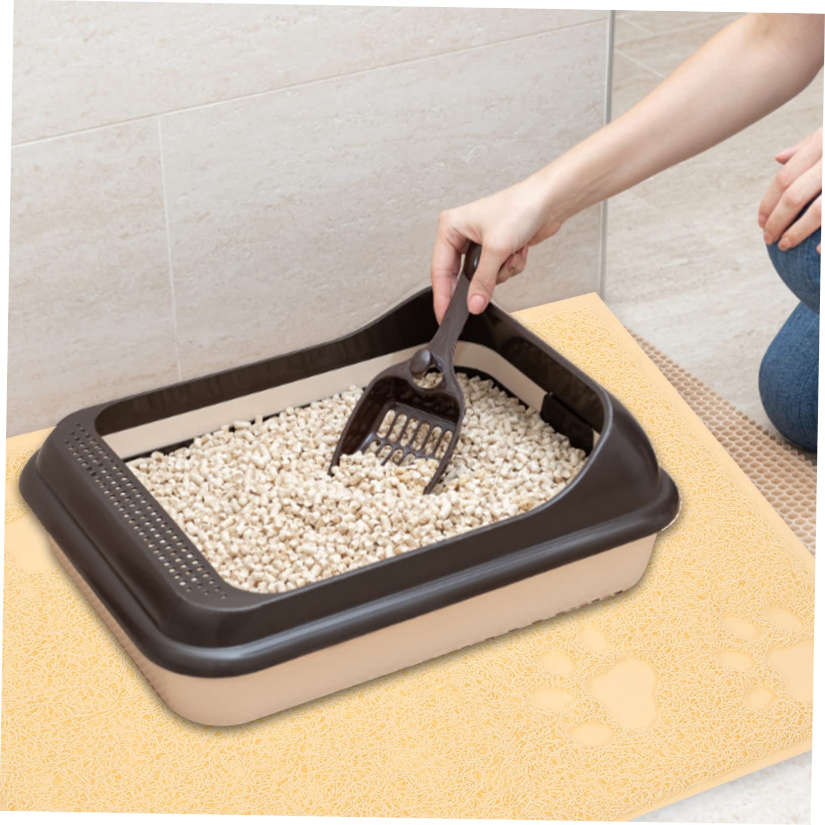 BESPORTBLE 8stücke Katzenstreu Matte Mit Krallen-design Rutschfeste Pvc Haustiermatte Längliche Katzenklo Unterlage Leicht Zu Reinigen