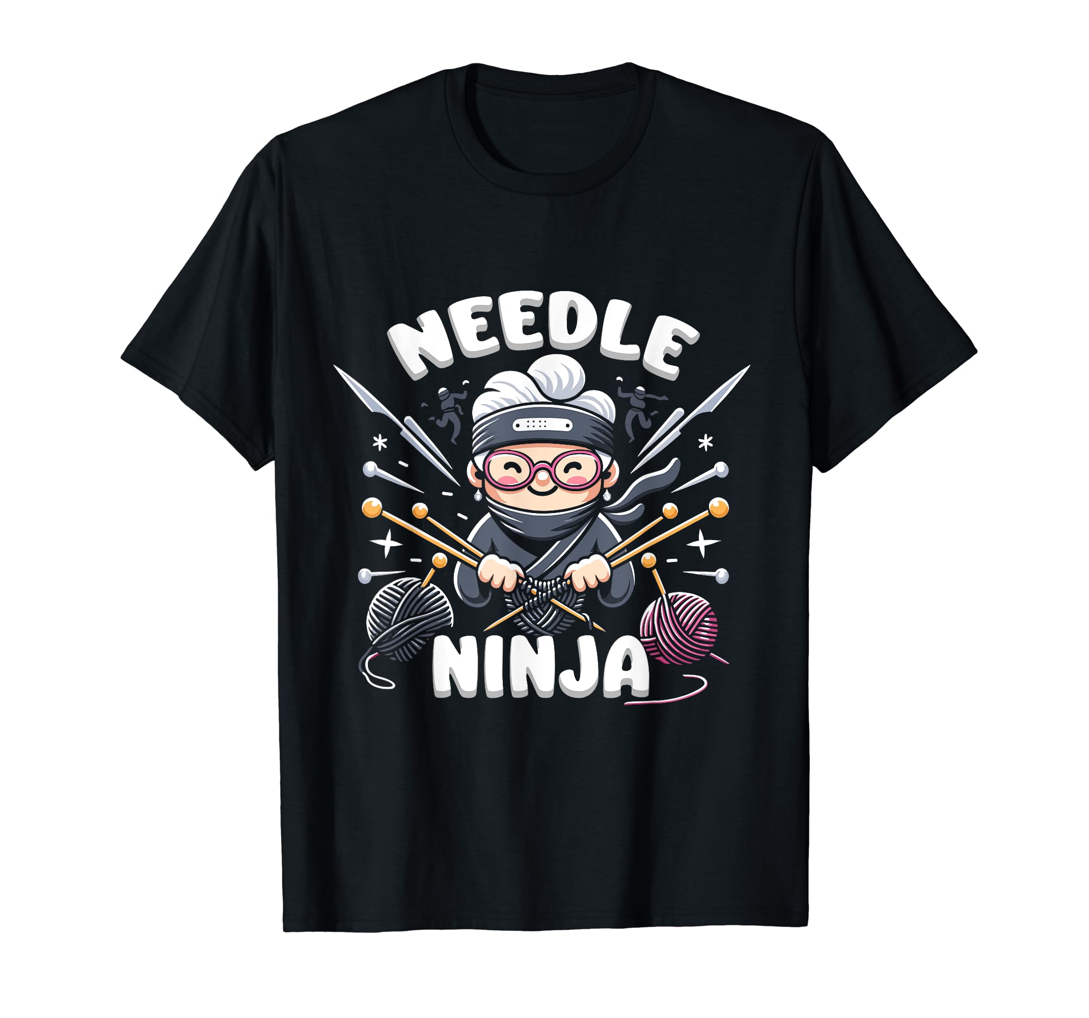 Knitting Grandma - Needle Ninja Design T-Shirt