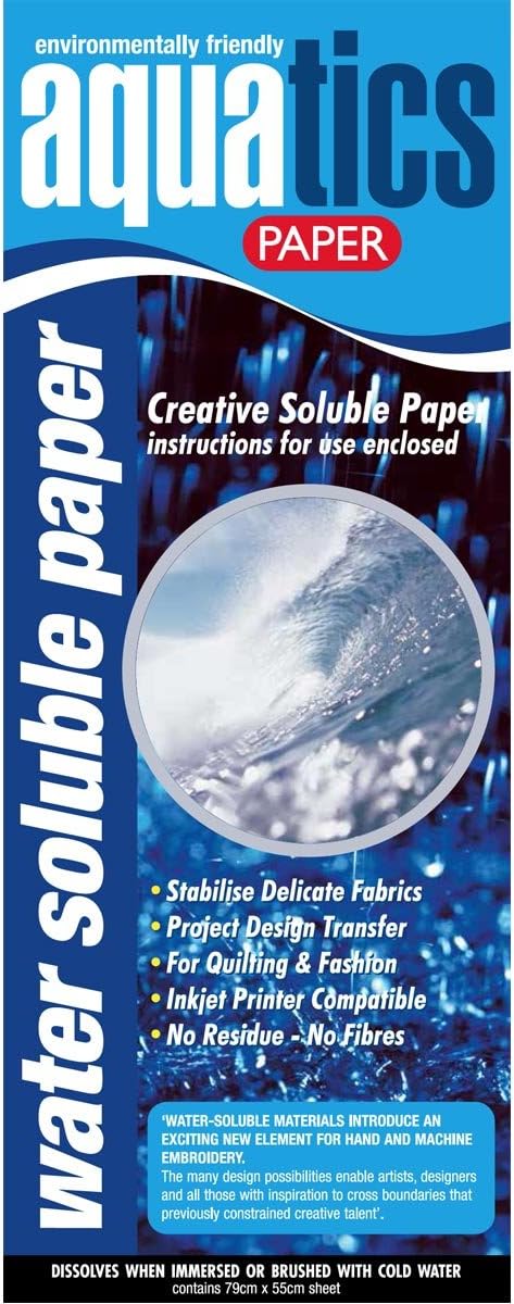 Water Soluble Paper - Dissolves Away in Water - 79cm x 55cm Sheet