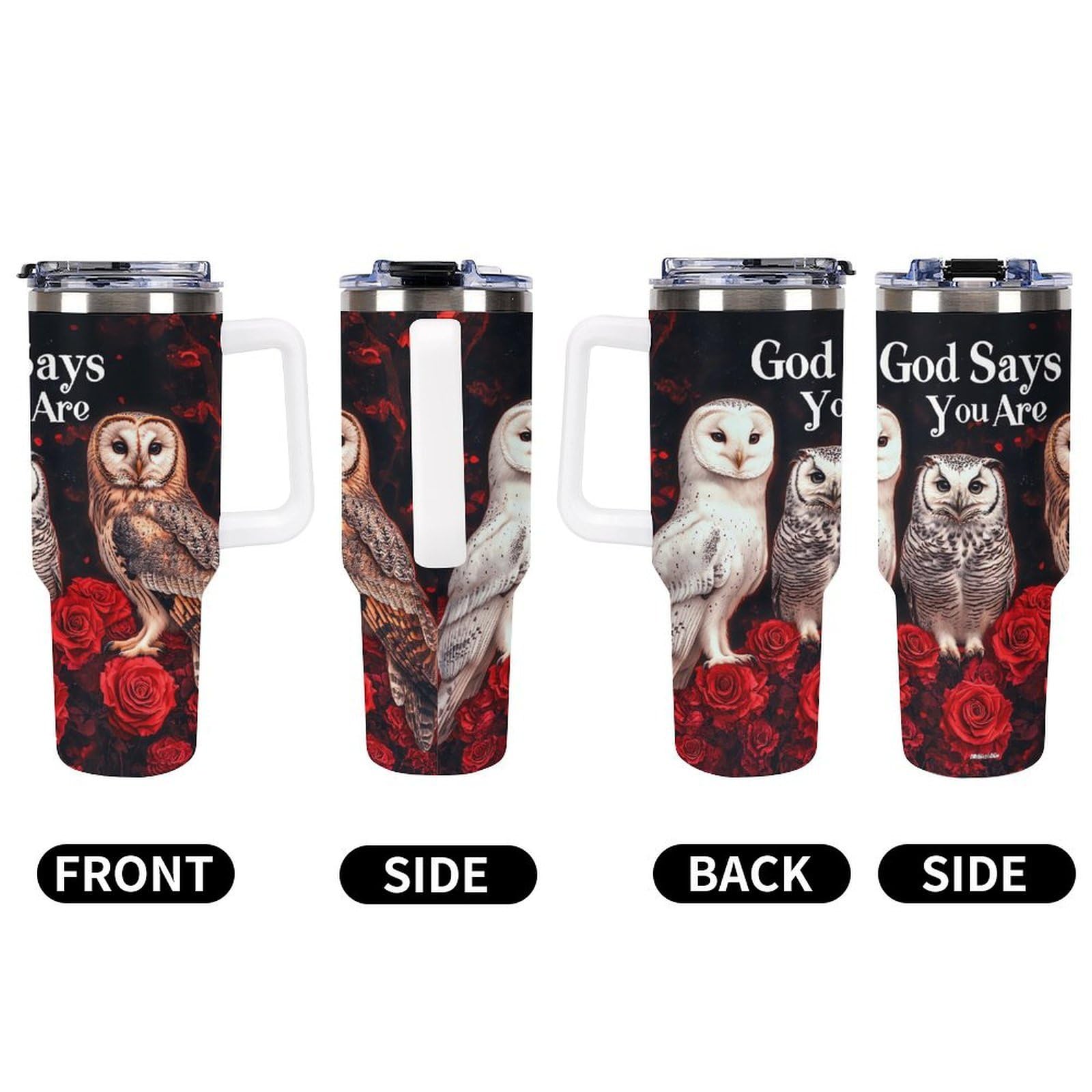 Kaffeebecher mit Griff, Motiv "God Says You Are Eule", 1,2 l, Reise-Kaffeebecher, große Kapazität, Autobecher, Wasserflasche