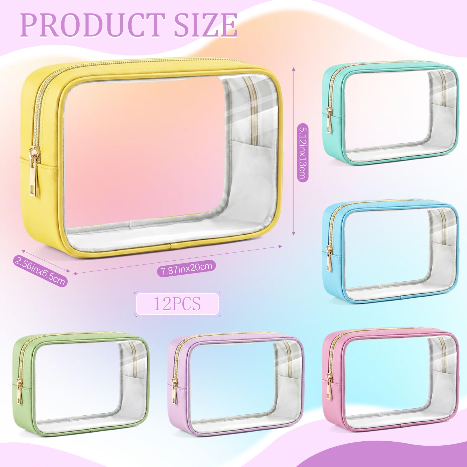 Abbylike Transparente Make-up-Tasche, PU-Leder, Reise-Kosmetiktasche, Schlafsaal, Make-up-Tasche, kleine Kulturtasche mit Reißverschluss, Auto-Organizer, wasserdicht, für Damen, Sommer, Urlaub