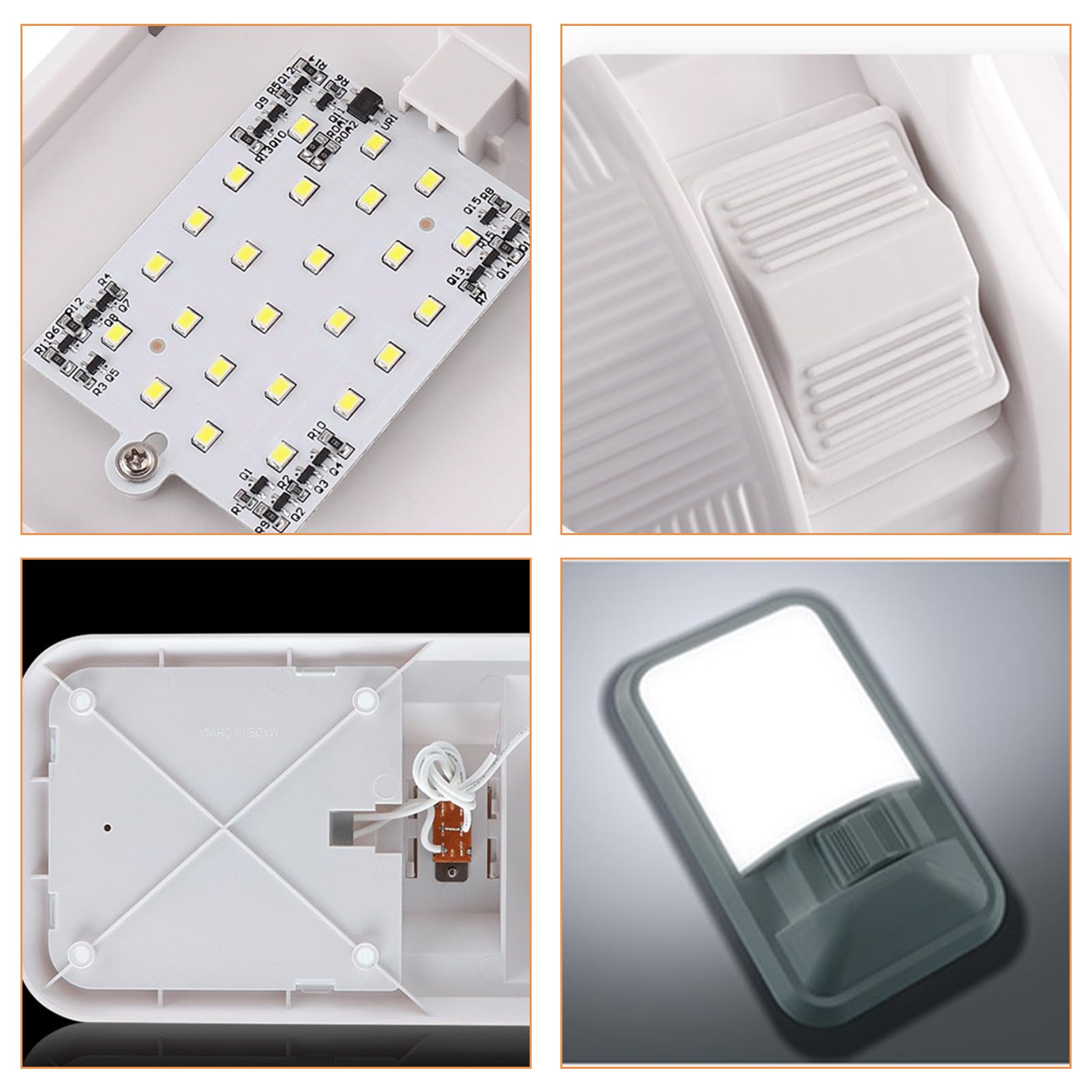 Lampa sufitowa do kampera, 12 V LED, kopułkowa lampa do czytania z przełącznikiem, pojedyncza, naturalna biała oprawa oświetleniowa do przyczepy kempingowej, kampera, łodzi, samochodu
