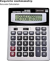Vista 3 de 12 Digit Desktop Calculator with Large LCD Display and Sensitive Button, Dual Solar Power and Battery, Standard Function for Office (YE1200v)