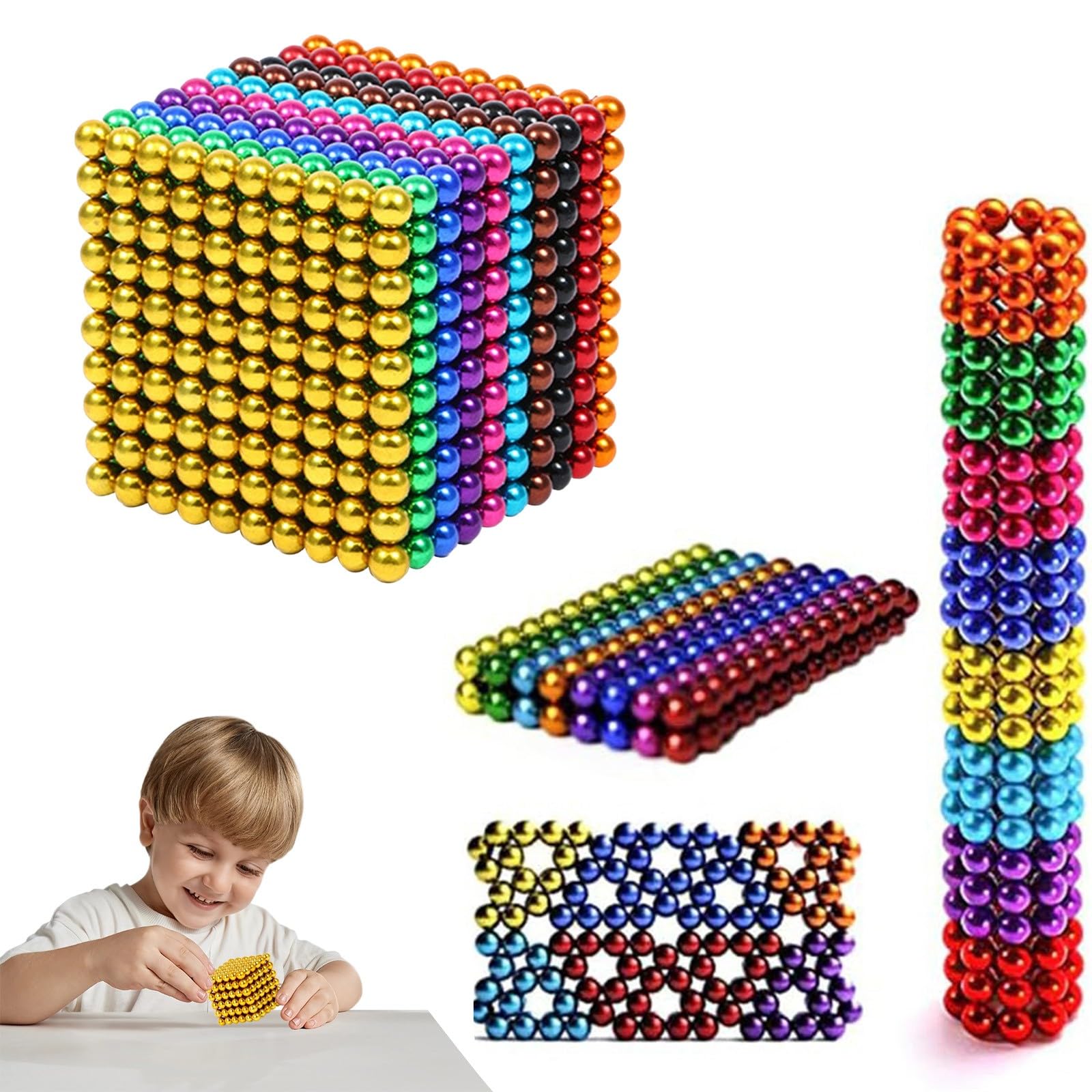 HMifjUM Magnetic Balls Fidget Toys for Adults & Teens - Textured Silicone Stress Relief Toy for for Fingers Hands, Silicone Textures Gadgets Office Desk Toy,Travel Toy (10 colors,1000 PCS)