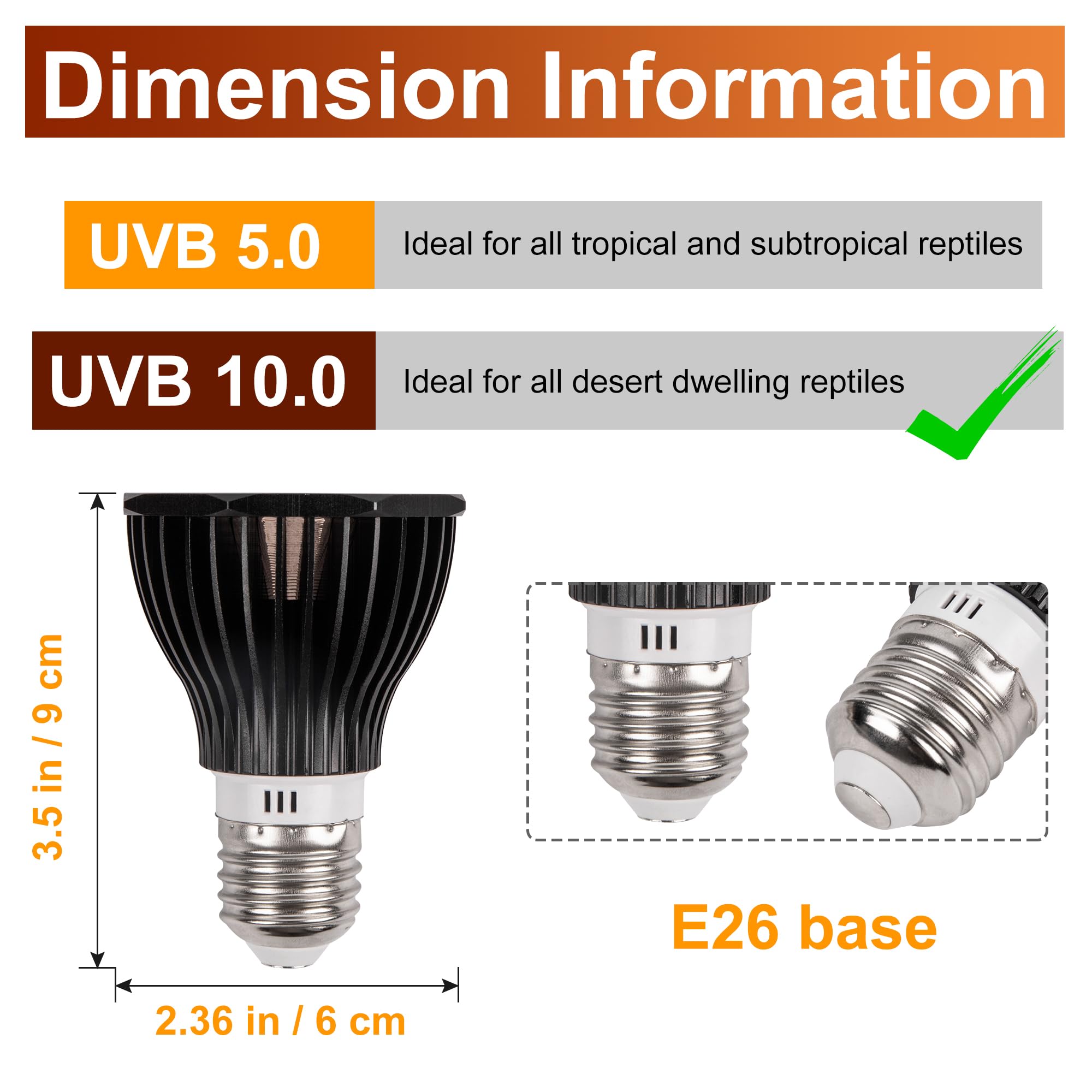 UVB Reptile Light Bulb 10.0, 5W LED High Intensity UV Replacement Lamp Bulbs for Desert Reptiles Bearded Dragons Lizard Tortoise Iguanas Chameleons Snake - 1 Pack - image 2