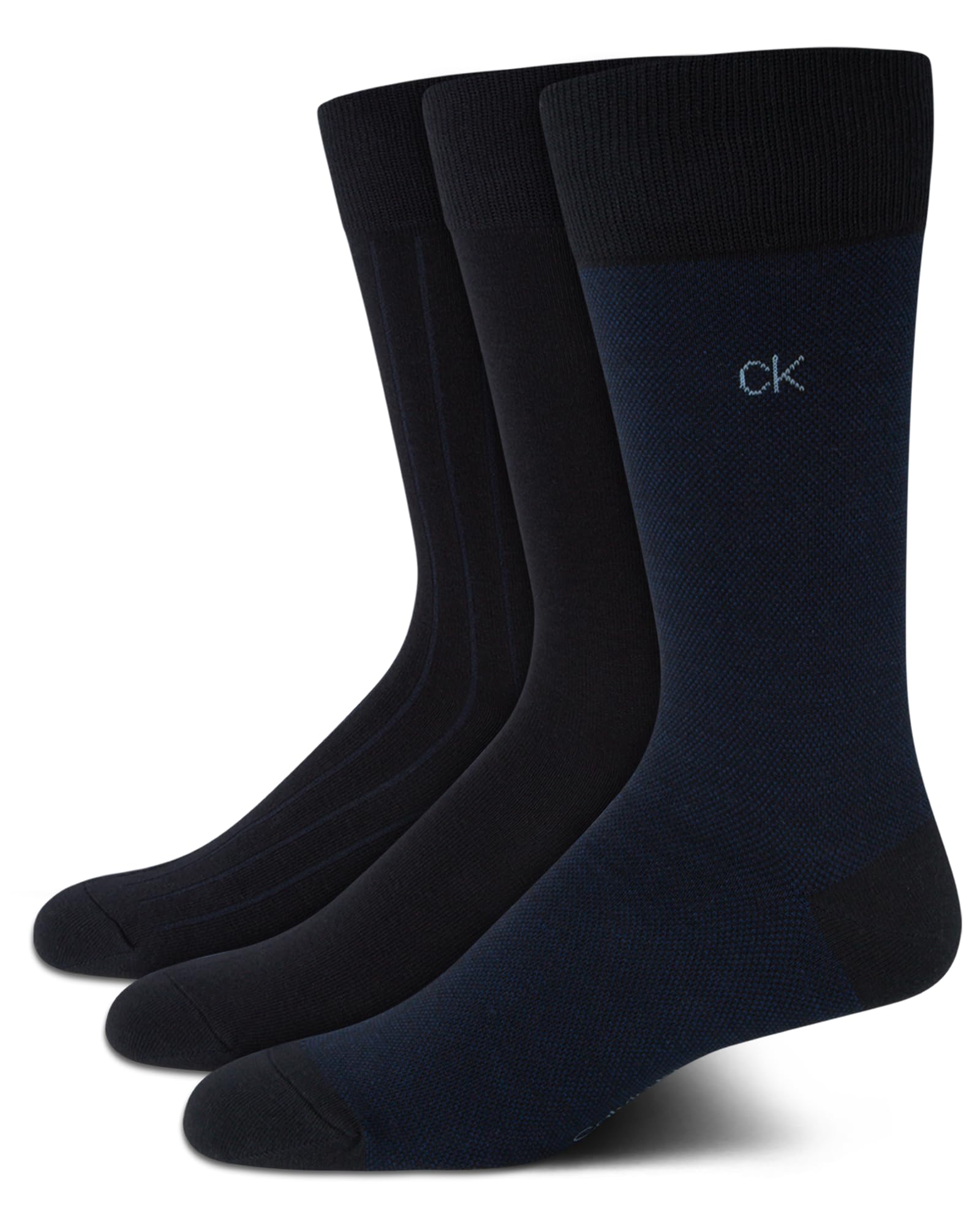 Calvin Klein Mens Dress Socks - 3 Pack Breathable Cotton Blend Patterned Crew Socks for Work, Business, and Formal Wear