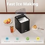 Comfès CERI22B0ABB Machine à glace comptoir, fabricant de glace portable 9 Cubes prêts en 8 Mins, 22lbs dans 24Hrs, Auto-nettoyage avec panier à glace et scoop, 2 Tailles de Bullet Ice pour la maison, Camping, Bureau, Fête