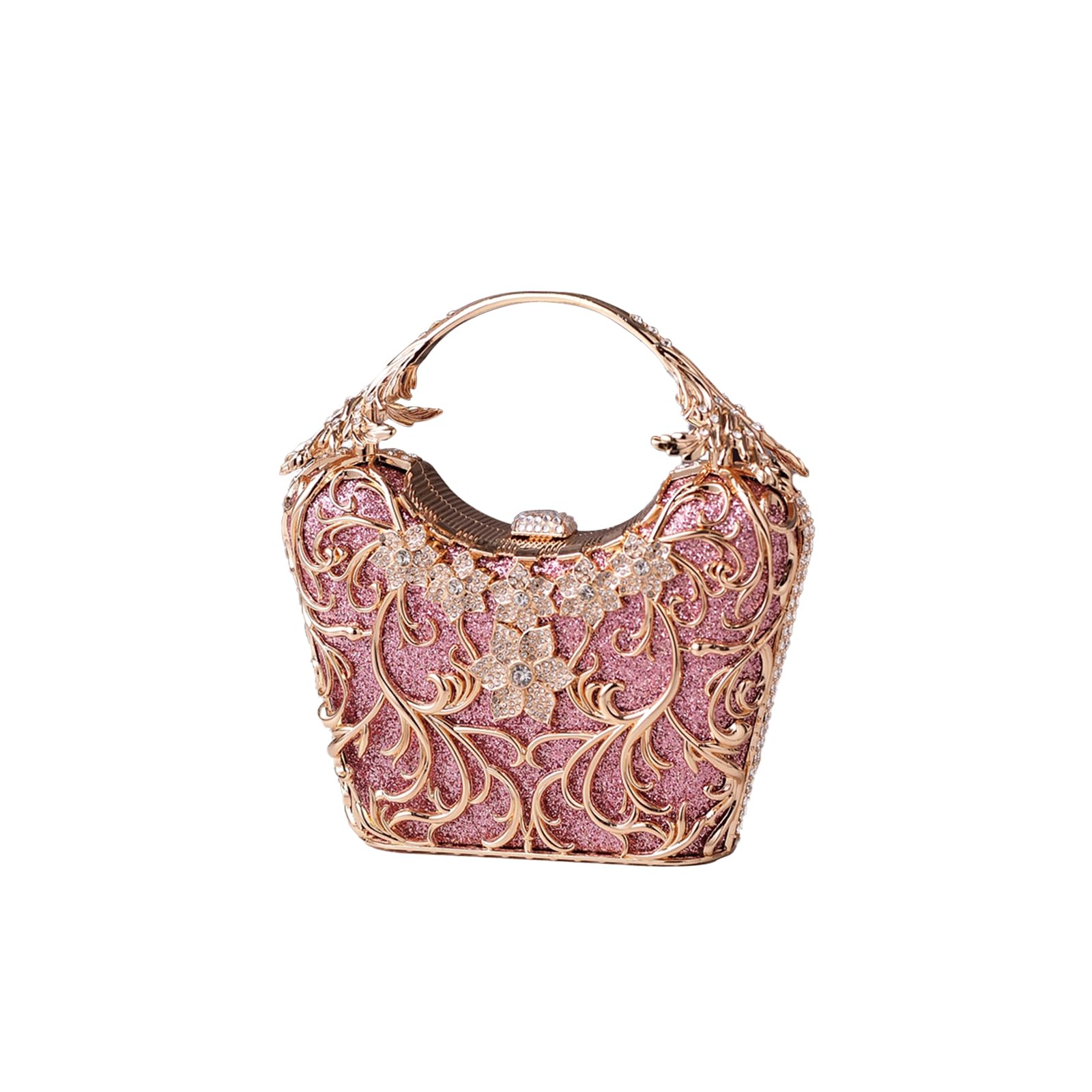Bolsa de Noche para Mujer Diamantes de Imitación Clutch Lentejuelas Bolso de Fiesta Bolso de Boda Elegante Bolso de Hombro Bolsos Bandolera con Cadena para Boda Fiesta Banquete Rosa