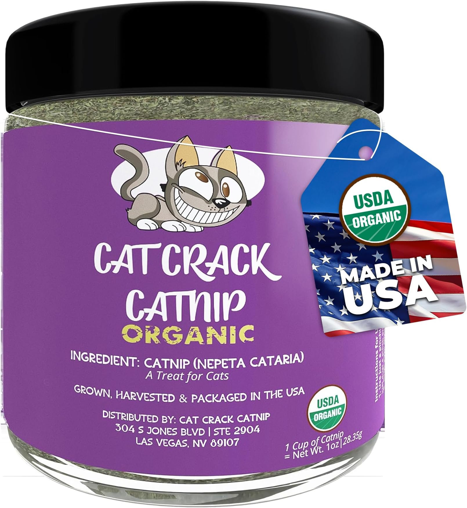Cat Crack Organic Catnip, 100% Natural Cat Nips Organic Blend That Energizes and Excites Cats, Safe Catnip Treats Used for Cat Play, Cat Training, & New Organic Catnip Toys for Cats(1 Cup Organic)