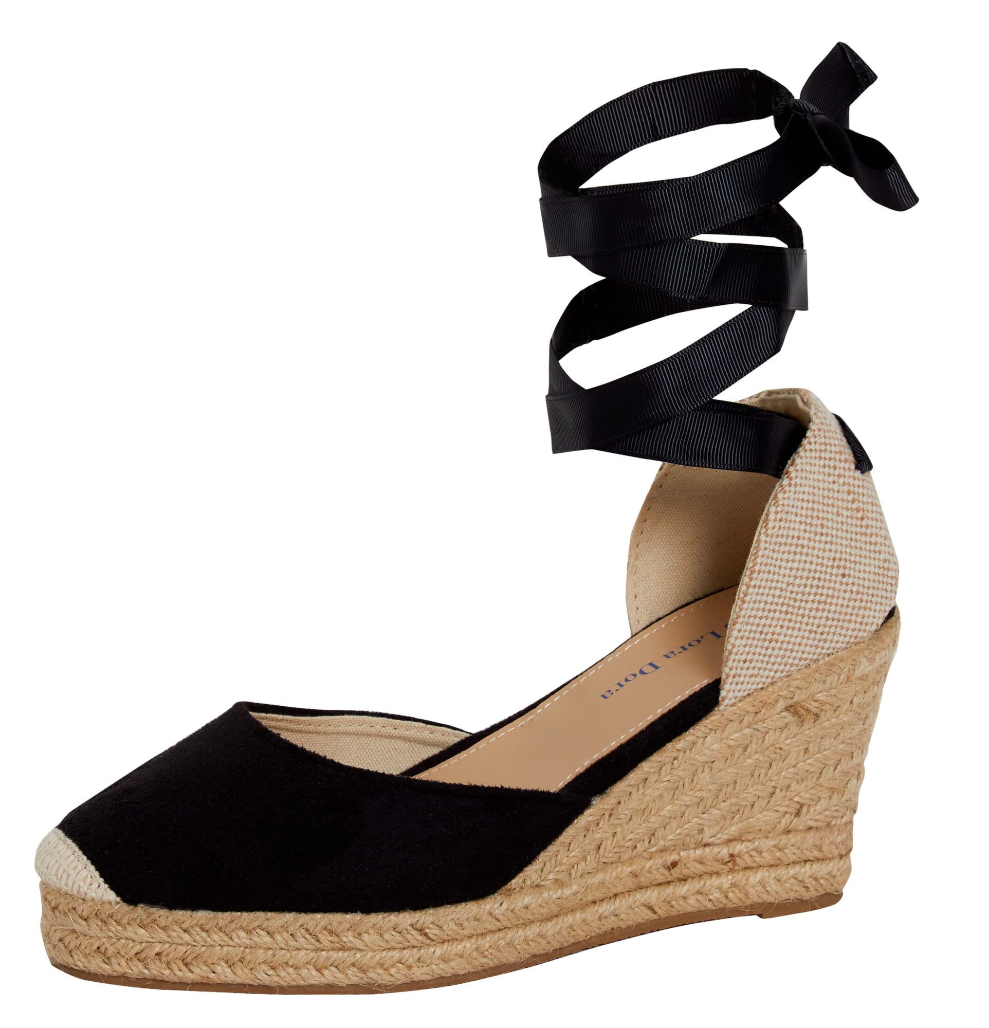 Lora Dora Womens Espadrille Wedge Sandals Ladies Strappy Hessian Wedges  Summer Shoes Ankle Tie Leg Straps Black 3 UK: Amazon.co.uk: Fashion