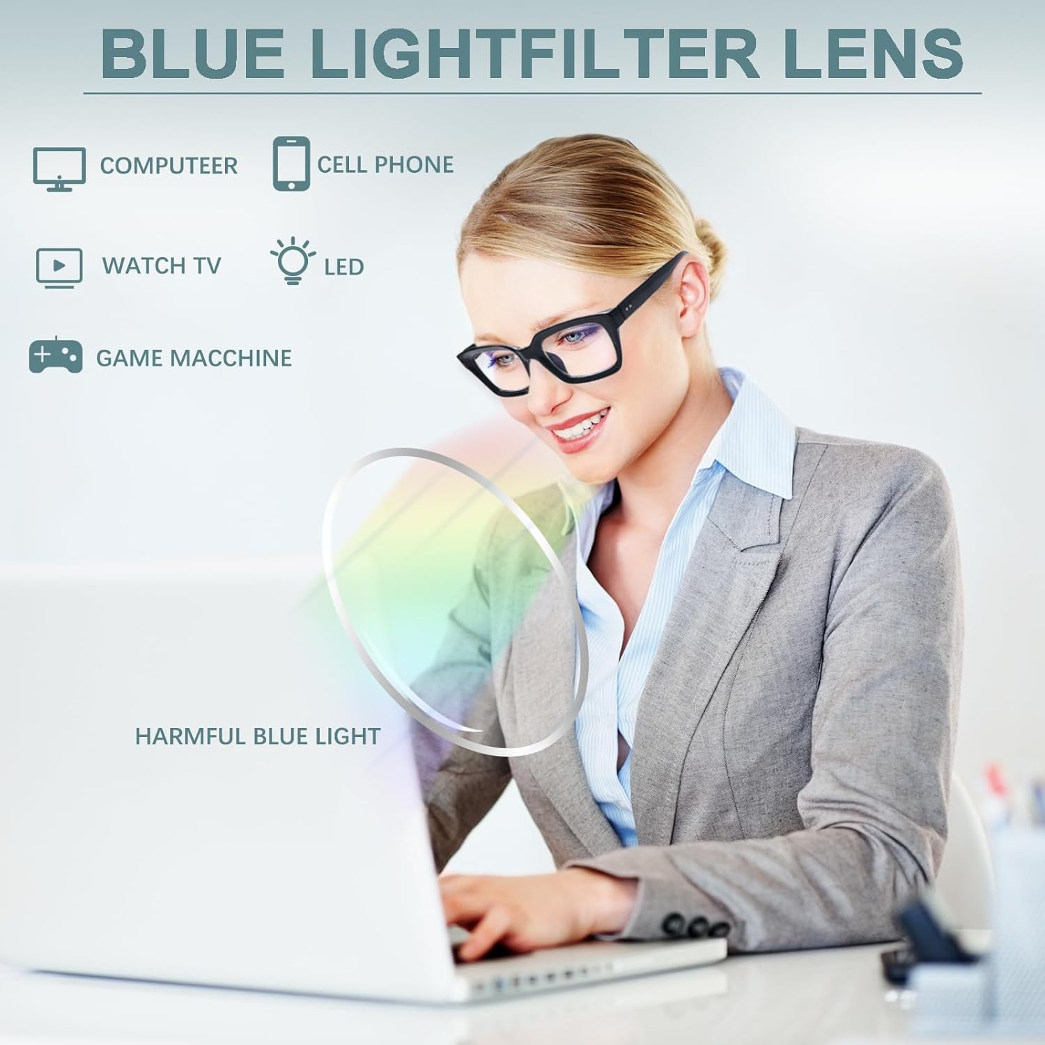 4 Pack Progressive Multifocus Reading Glasses for Women Oprah Style Blue Light Blocking Computer Readers - Image 4