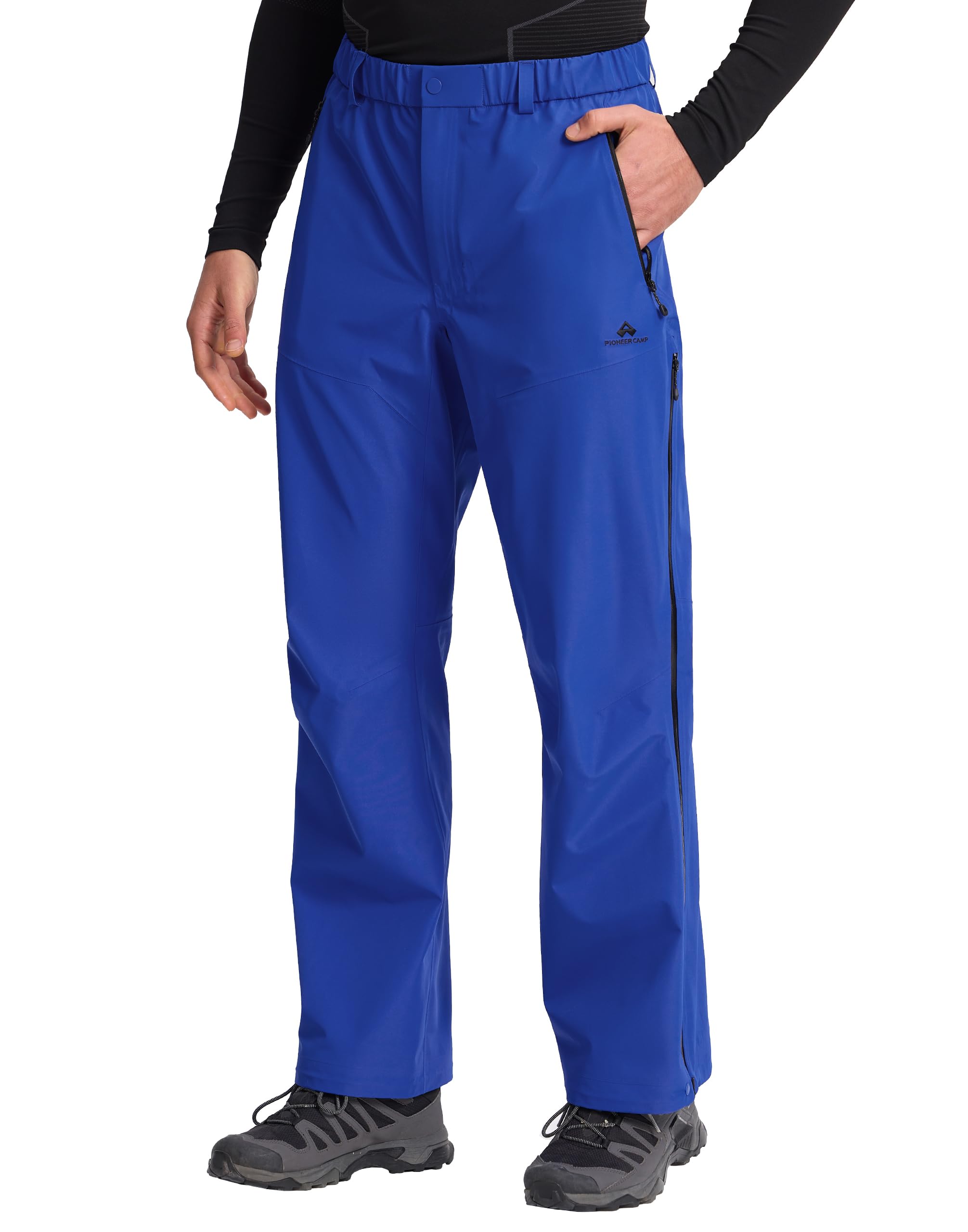 Pioneer Camp Mens Rain Pants 3L Full Zip Waterproof Pants Windbreaker Breathable Lightweight Outdoor Hiking Climbing Work