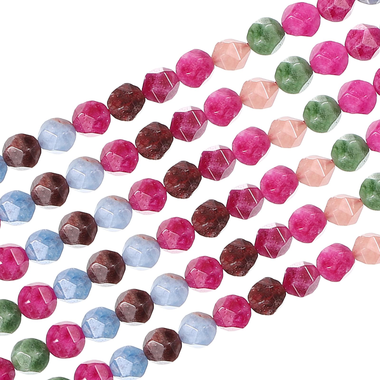 PATIKIL Faceted Polygon Stone, 10 mm Natural Faceted Diamond Round Stone for Craft Bracelet, Necklace Making Design, Purple Red
